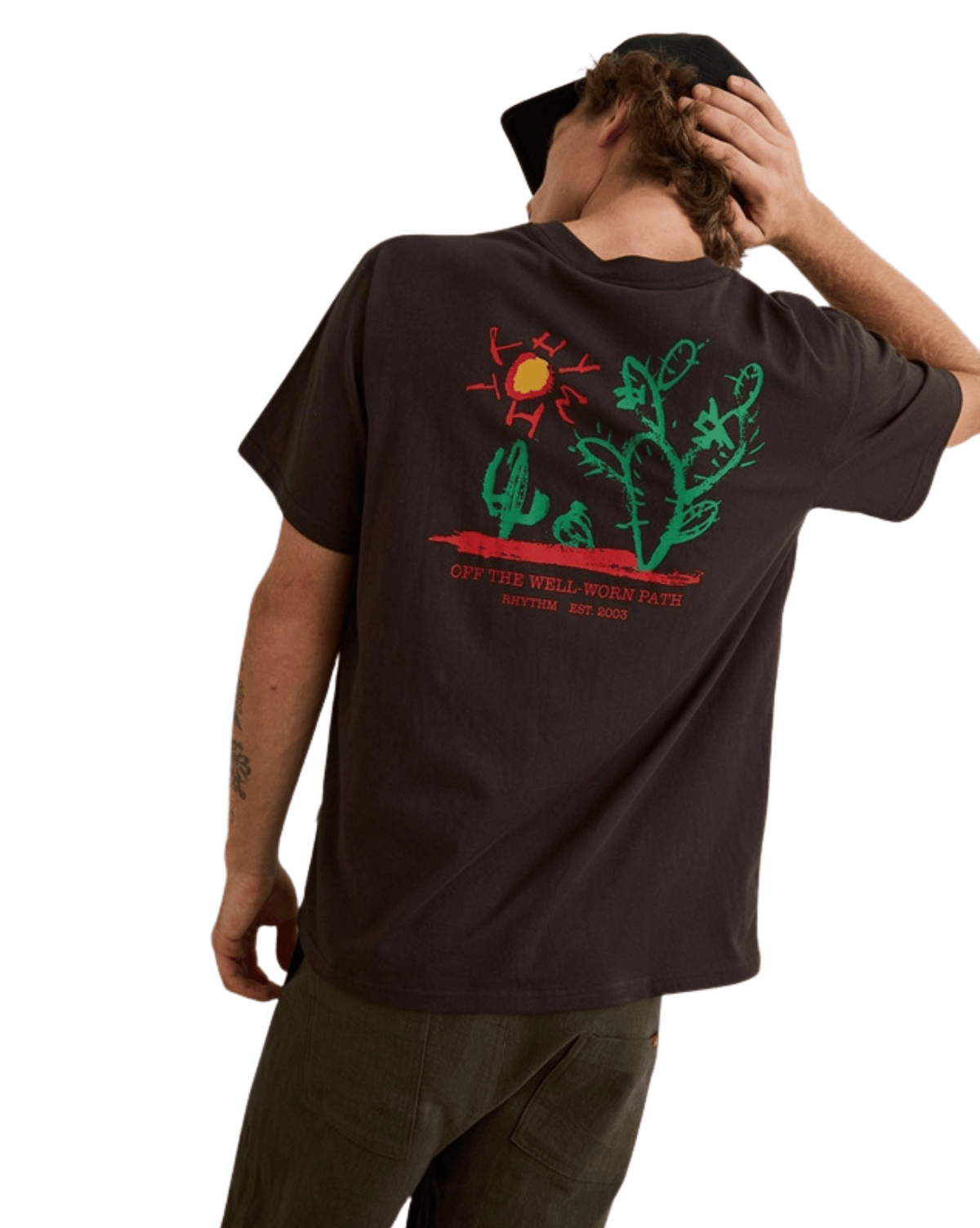 Rhythm Mens Rhythm Cactus Ss T-Shirt - Black
