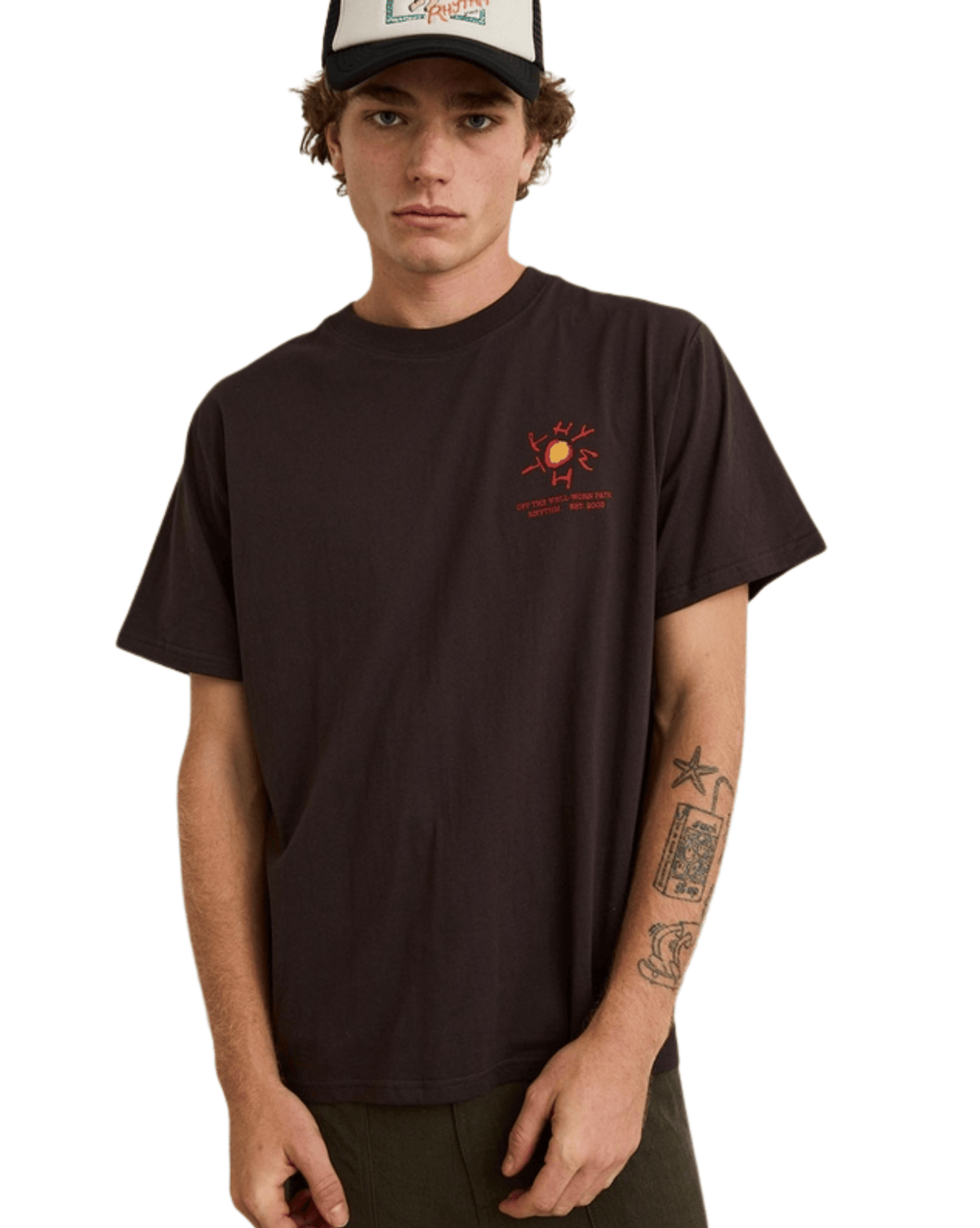 Rhythm Mens Rhythm Cactus Ss T-Shirt - Black