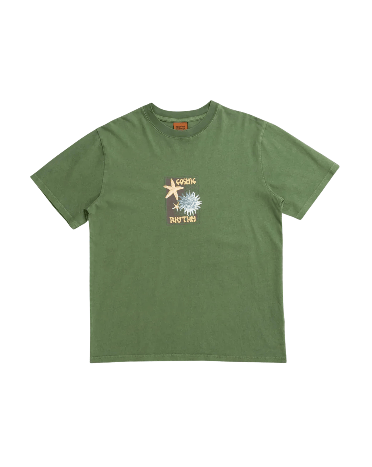 Rhythm Mens Rhythm Starfish Vintage Ss T-Shirt - Dill Green