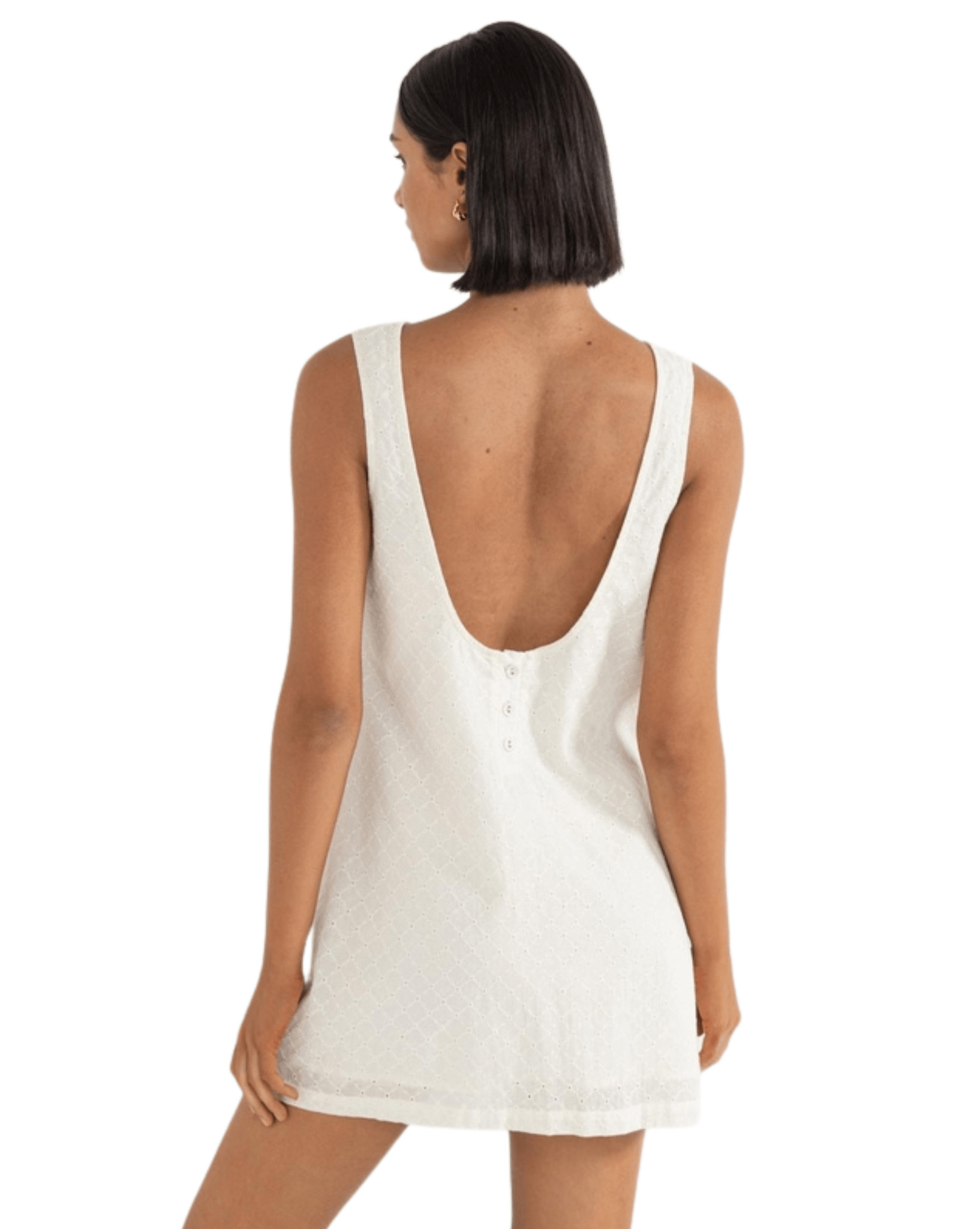 Rhythm Womens Porto Eyelet Mini Dress - Natural