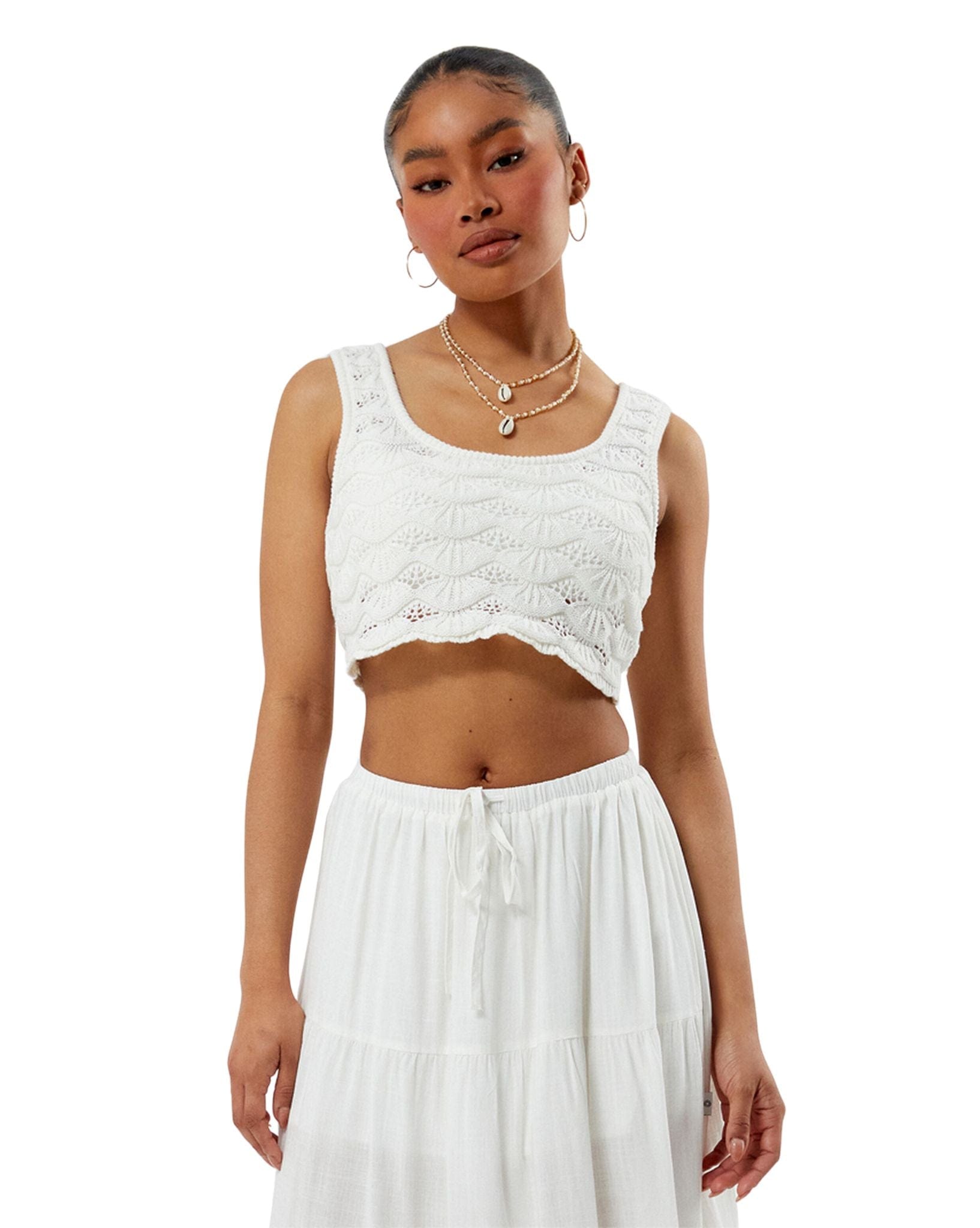 Rhythm Womens Sunny Knit Crop Top - Cream