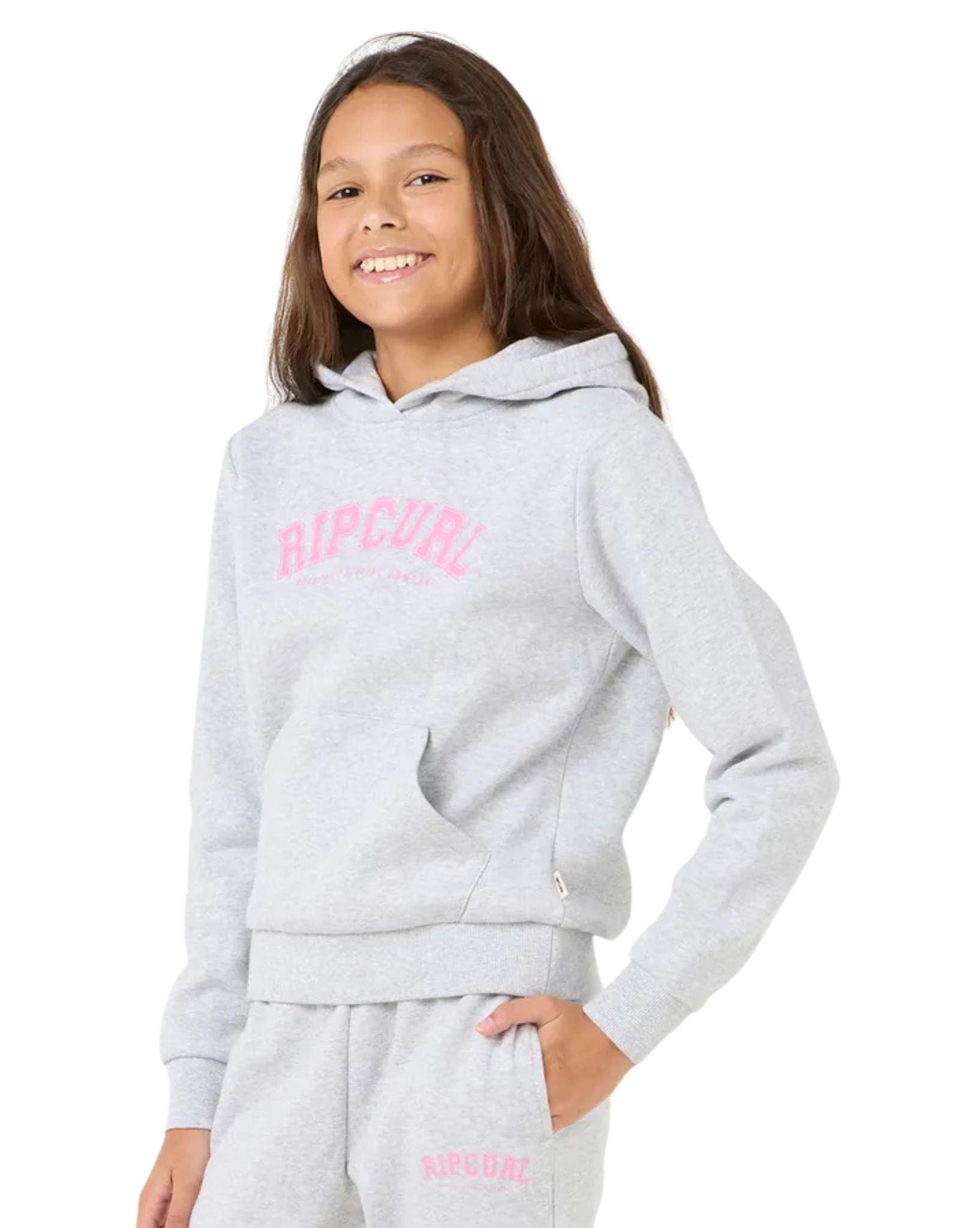 Ripcurl Girls Varsity Print Hoody - Grey Marle