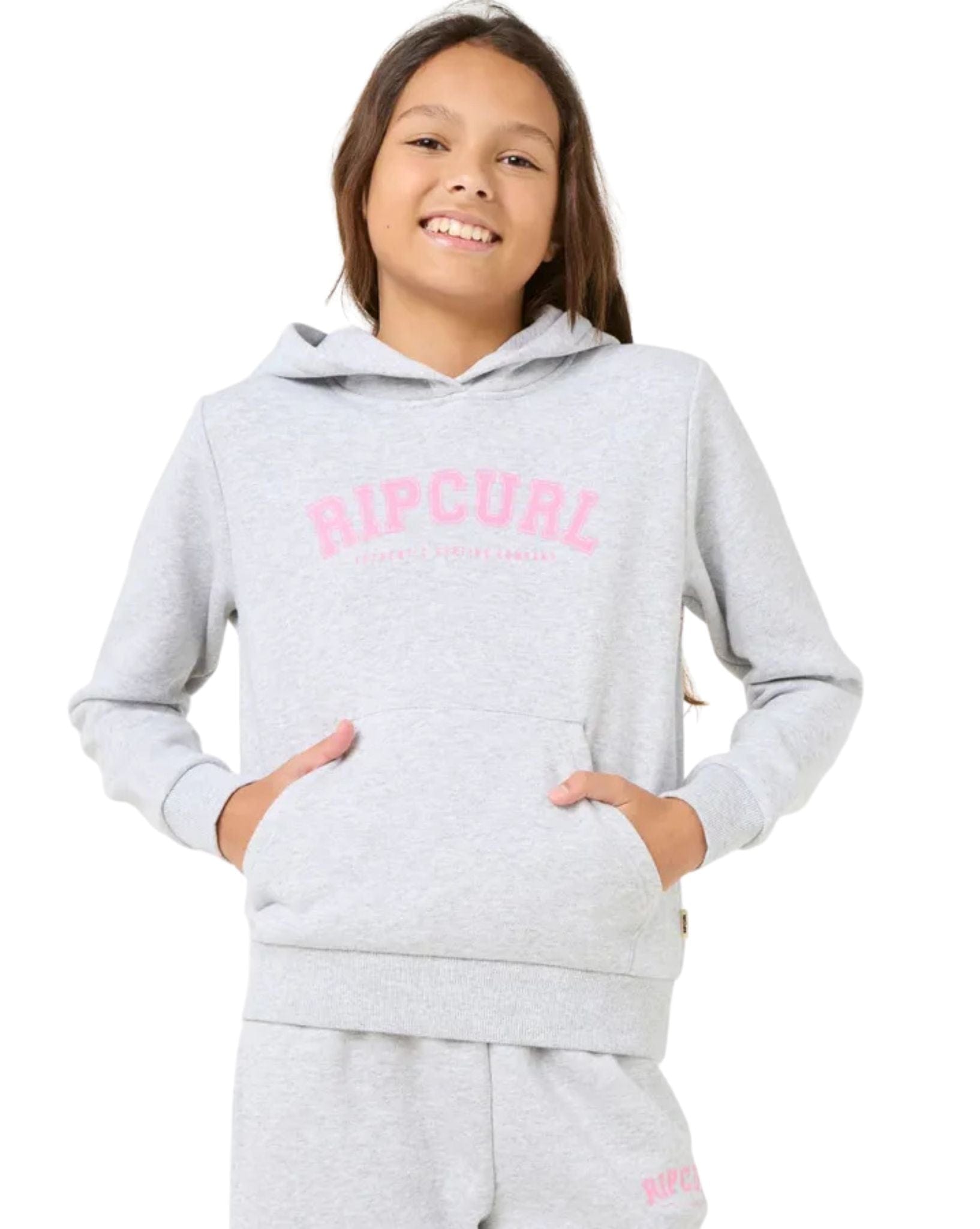 Ripcurl Girls Varsity Print Hoody - Grey Marle