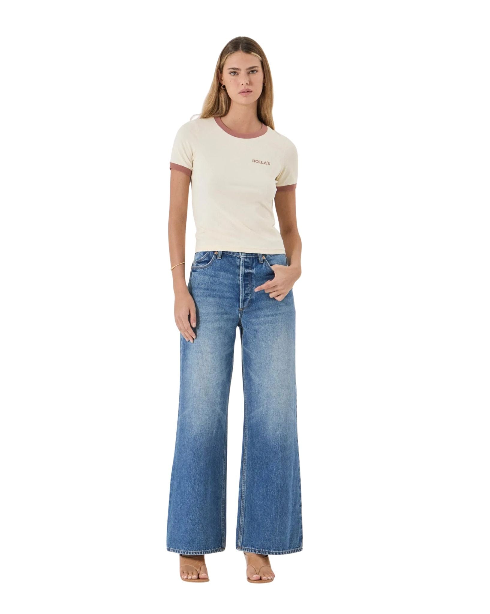 Rollas Classic Ringer Tee Petite Logo