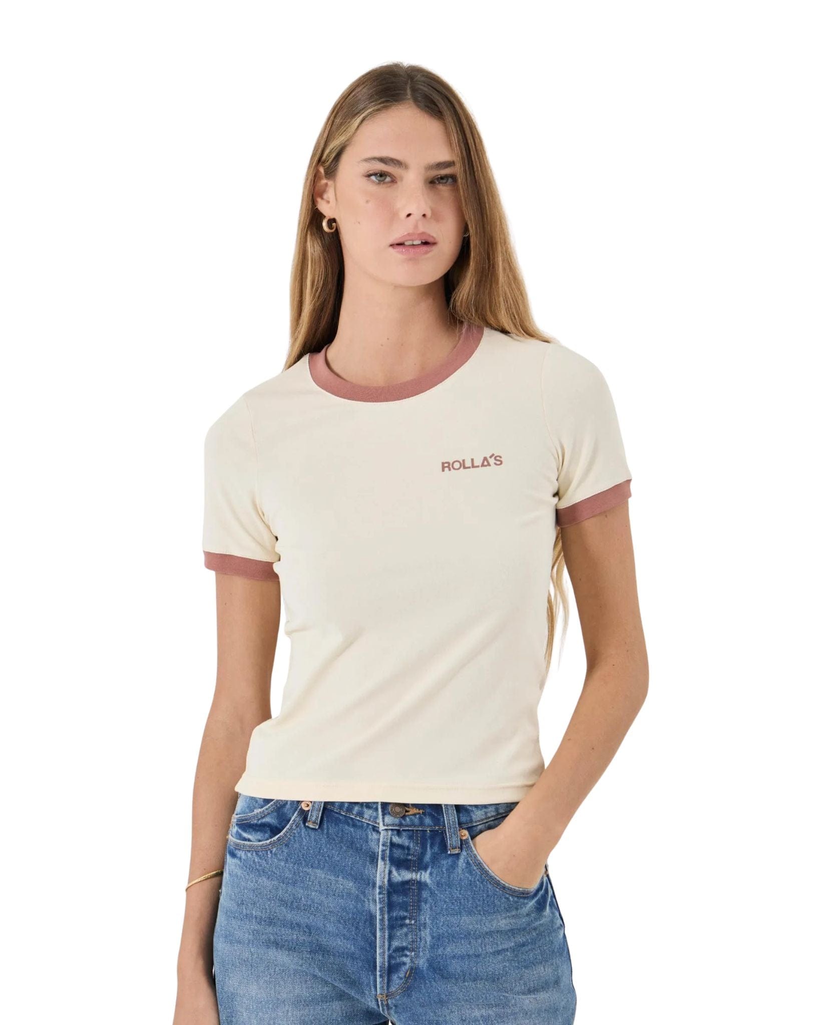 Rollas Classic Ringer Tee Petite Logo