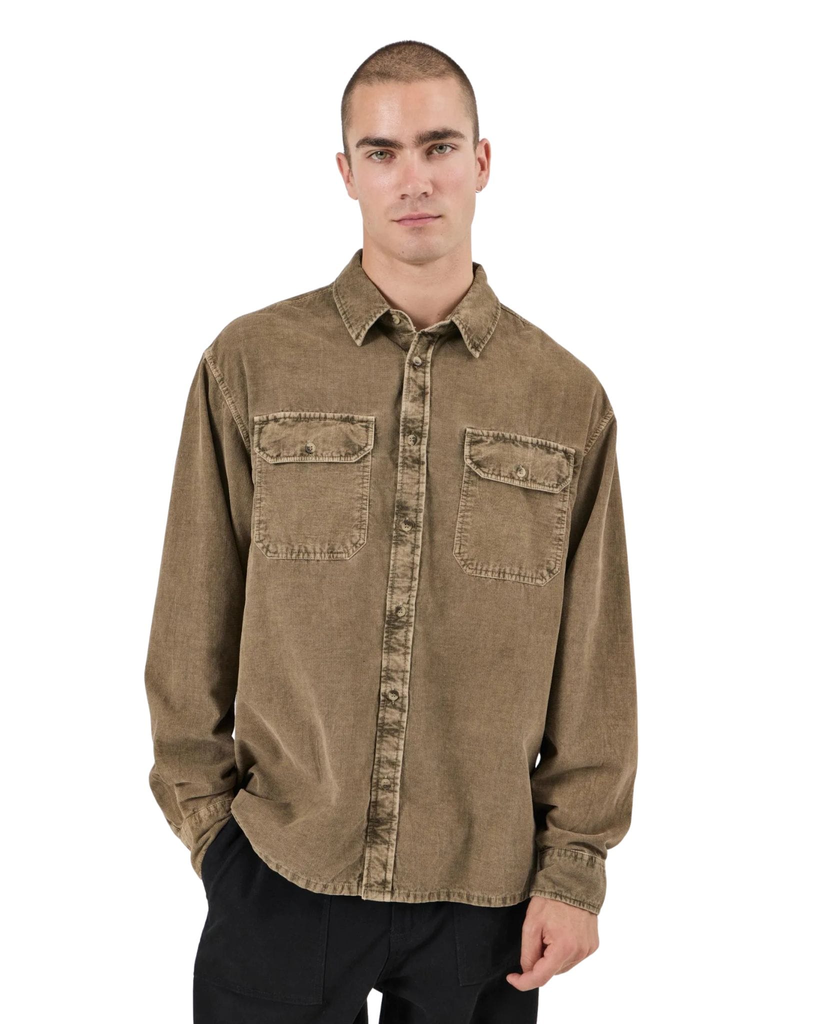 Rollas Grid Cord Ls Shirt