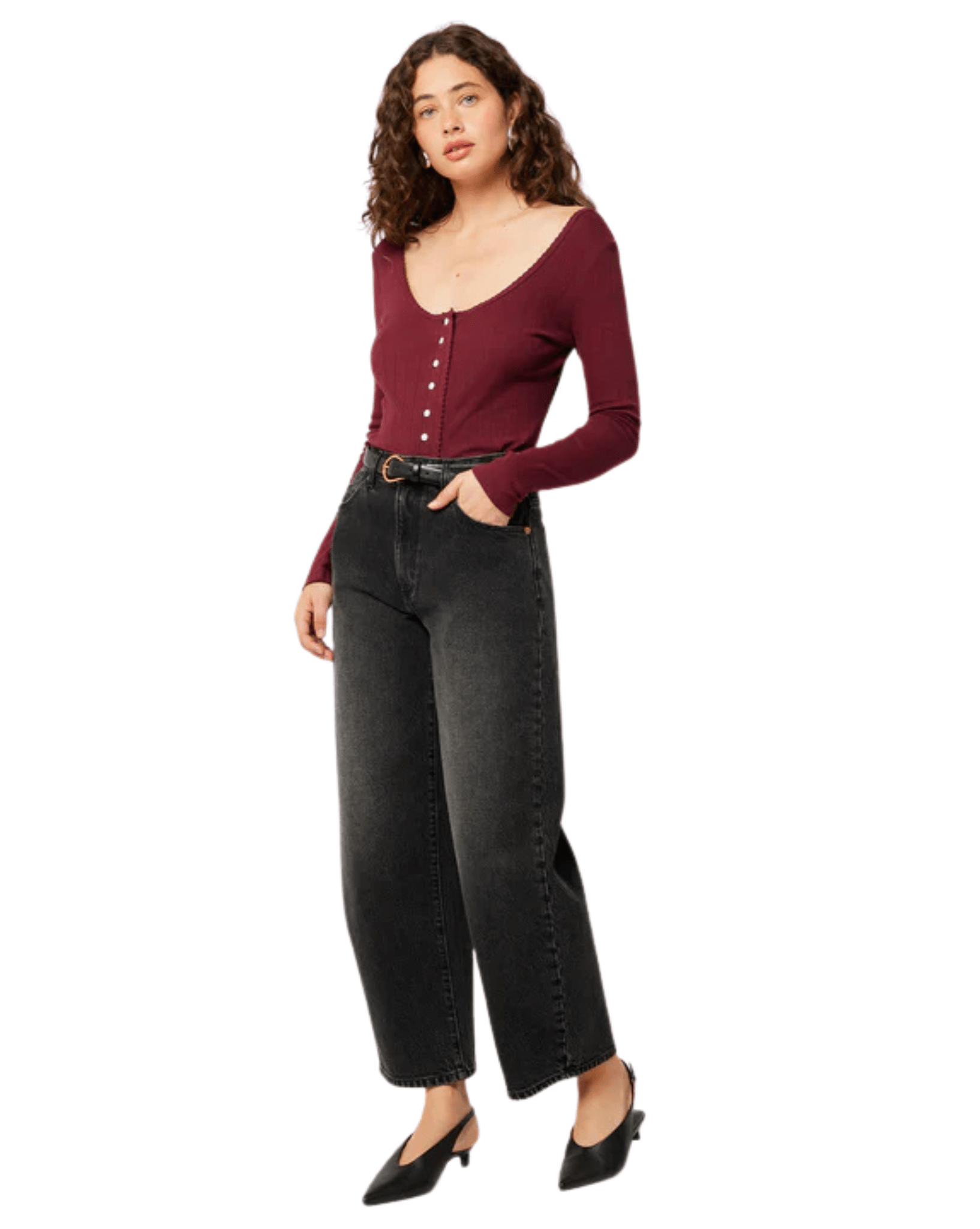 Rollas Womens Gigi Barrel Jeans - 80's Black
