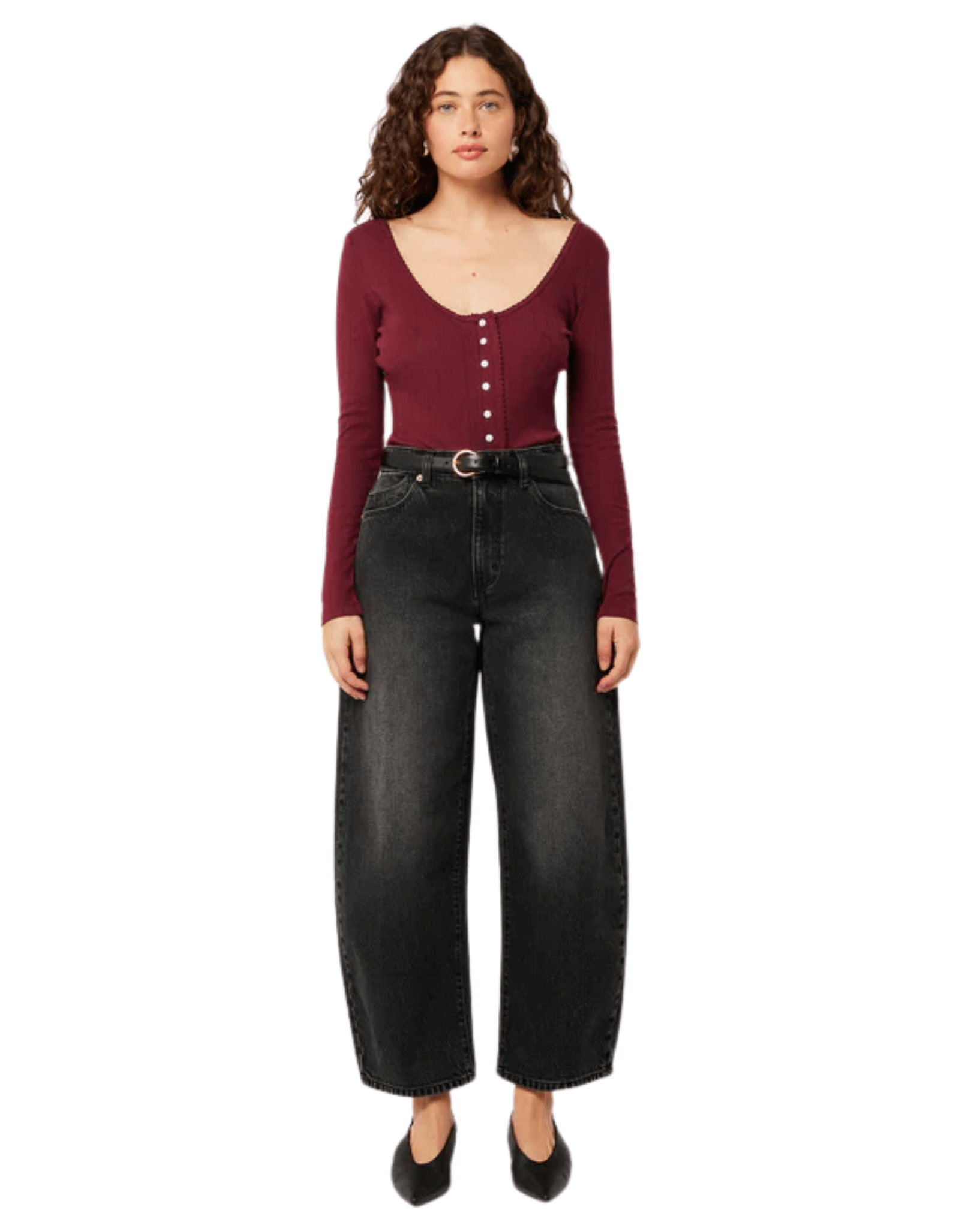 Rollas Womens Gigi Barrel Jeans - 80's Black