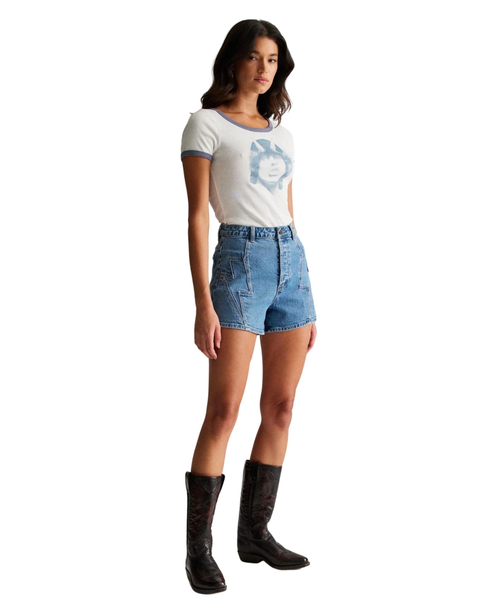 Rollas Womens Hell Ringer Baby Tee - Vintage White