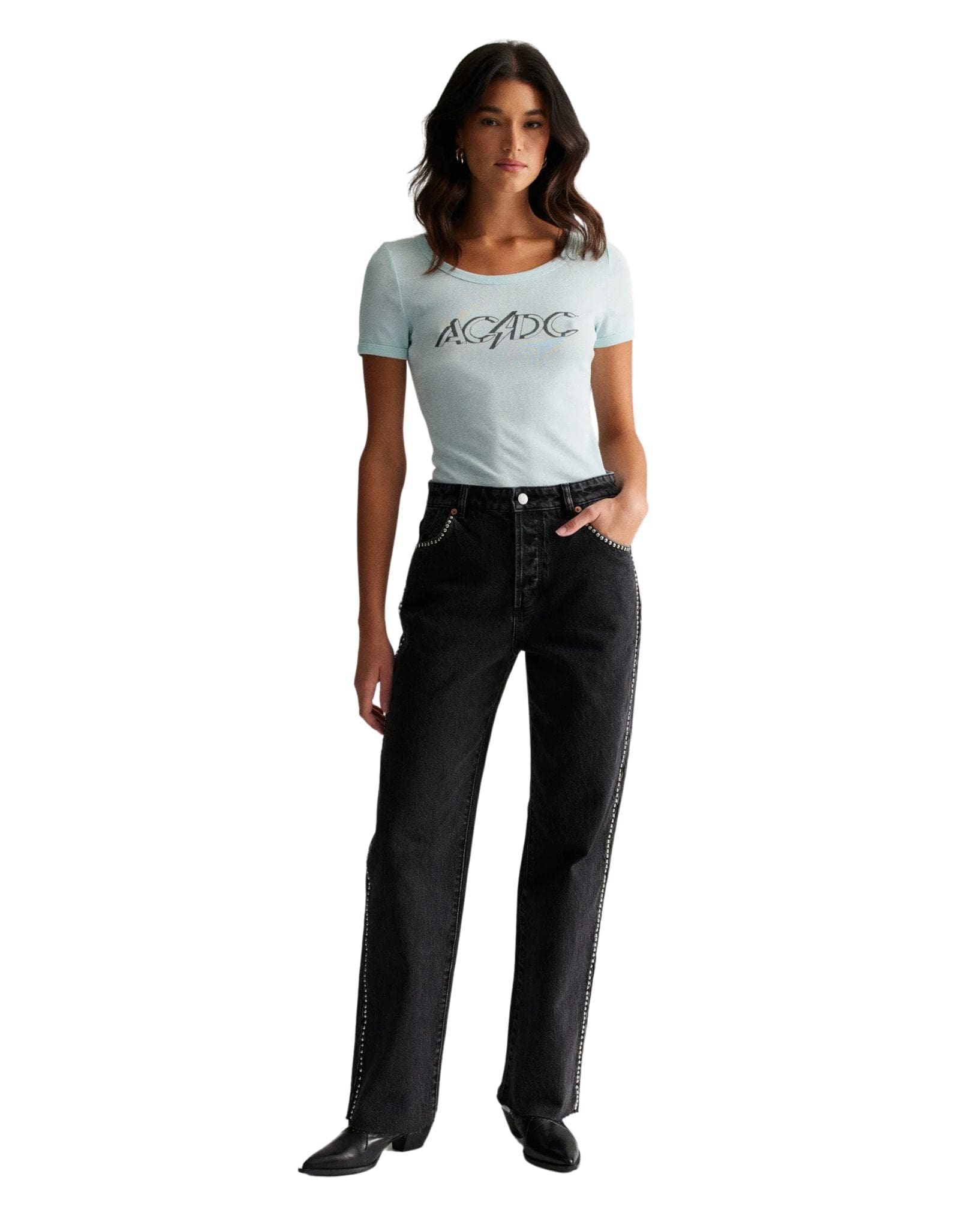 Rollas Womens Old School Baby Tee - Baby Blue