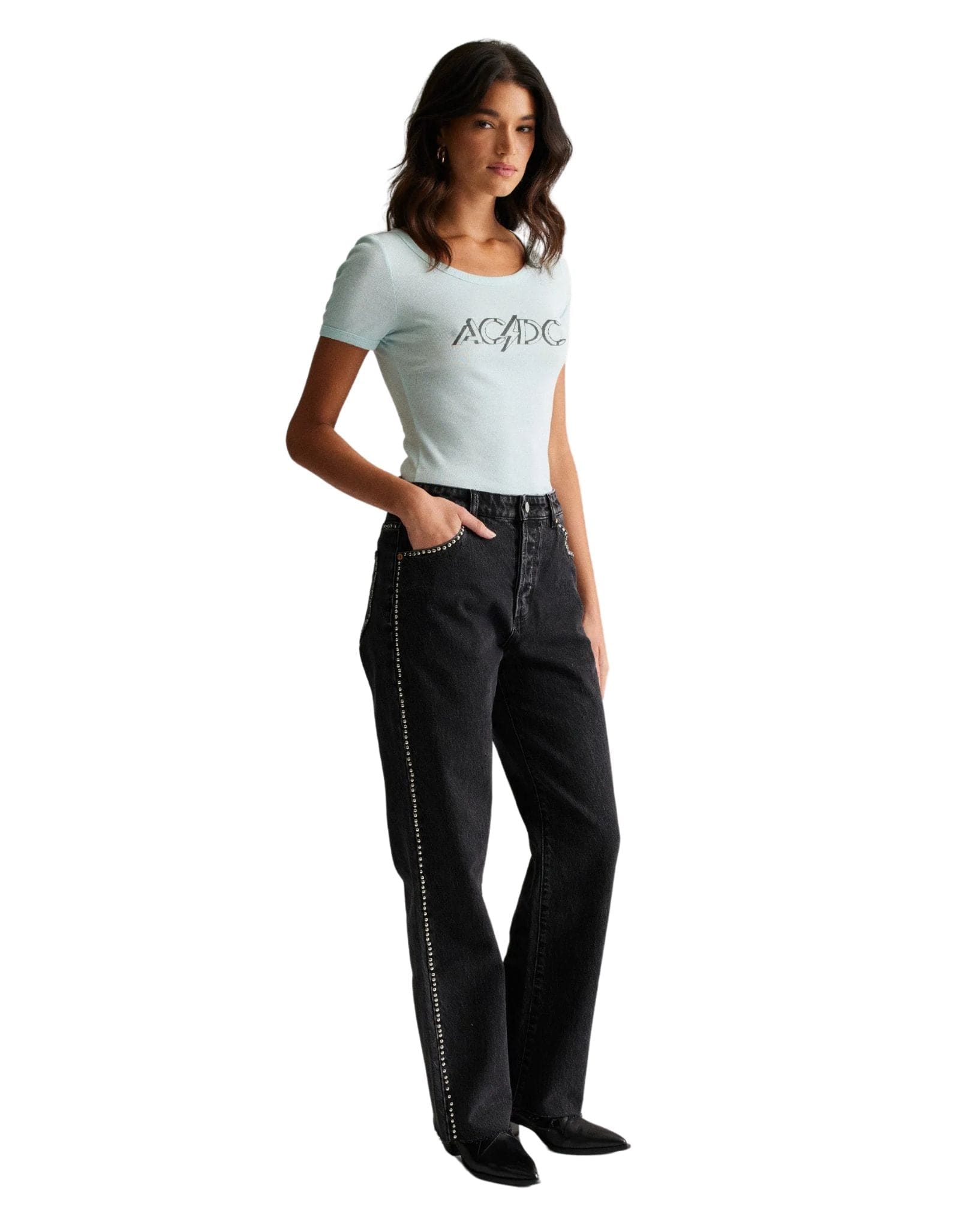 Rollas Womens Old School Baby Tee - Baby Blue