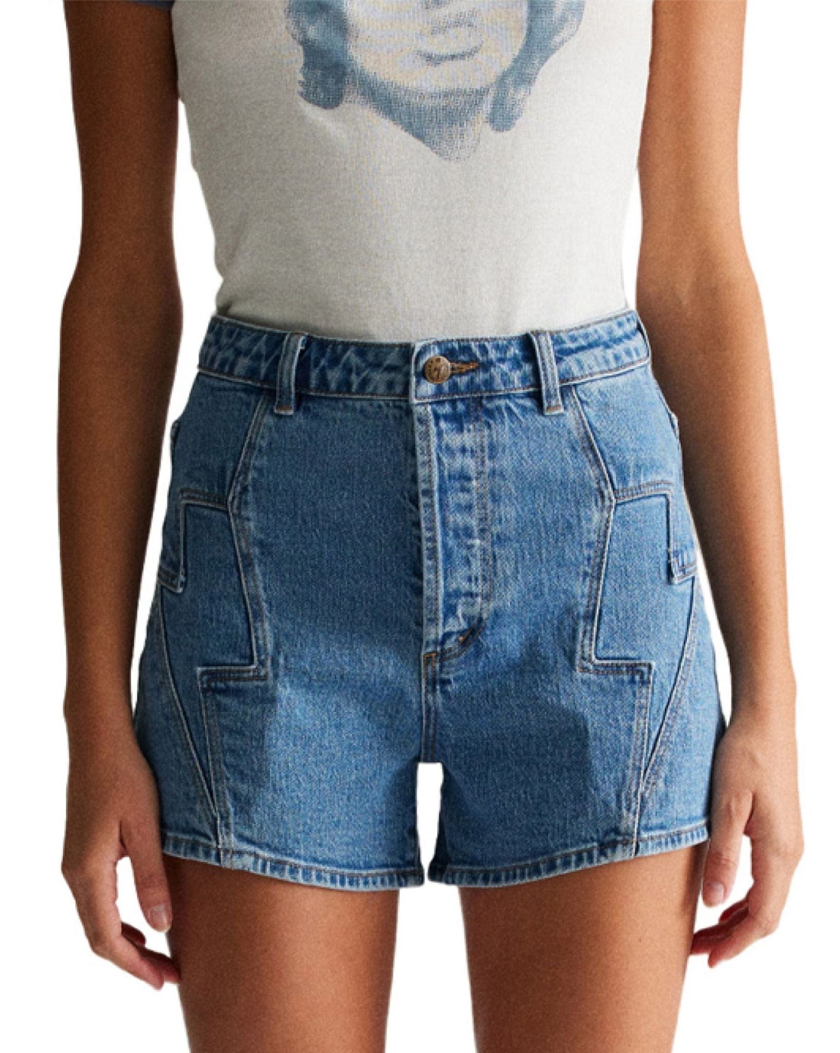 Rollas Womens Original Short Lightening - Mid Blue