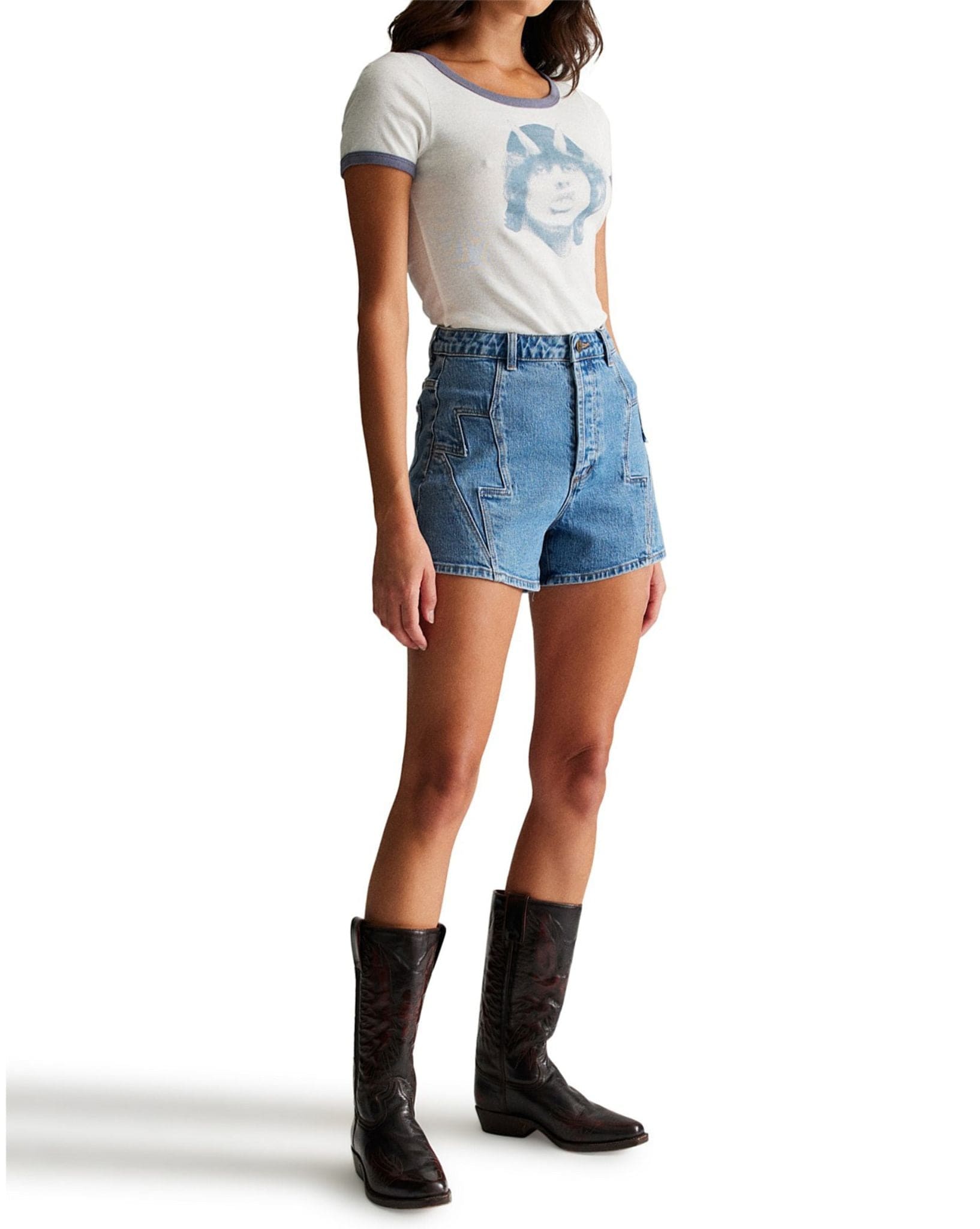 Rollas Womens Original Short Lightening - Mid Blue