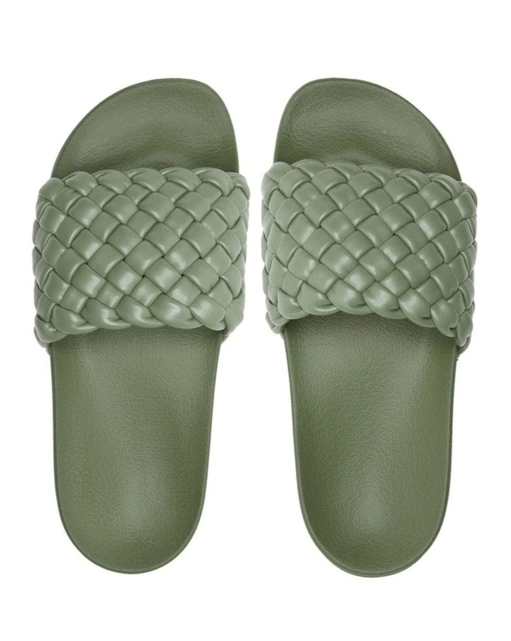 Roxy Womens Slippy Puff Slider - Green