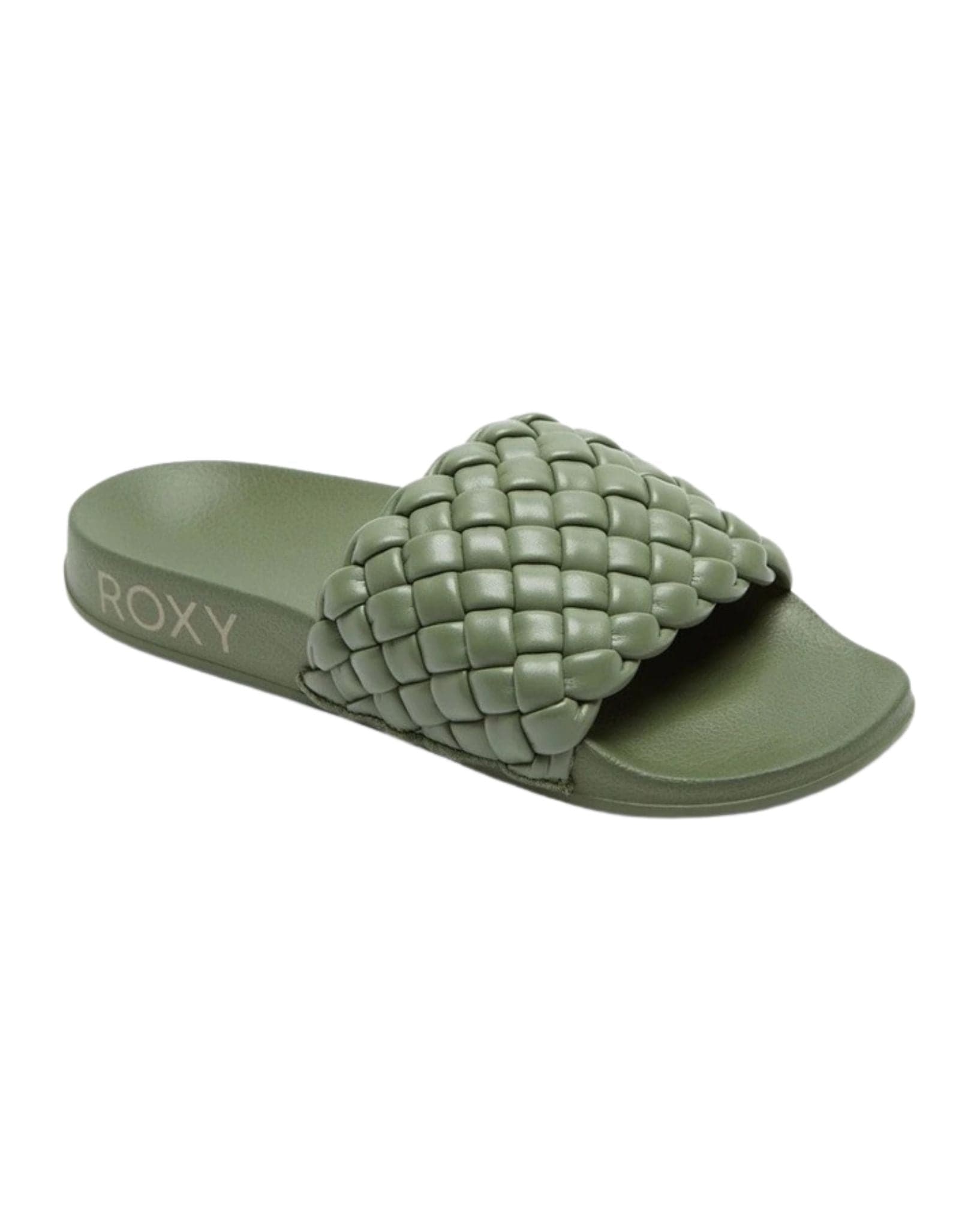 Roxy Womens Slippy Puff Slider - Green