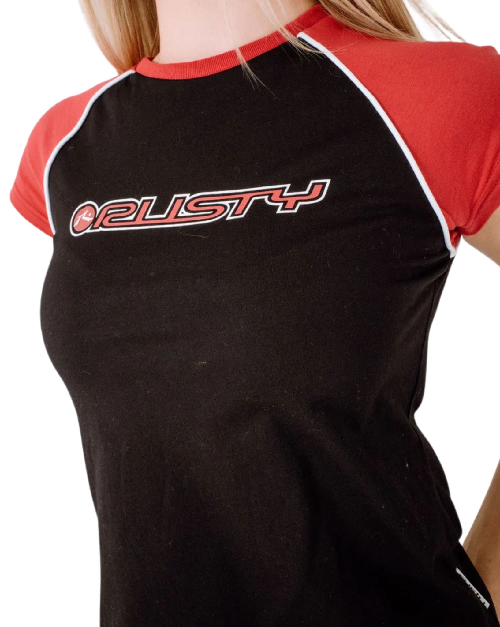 Rusty Archived Raglan Baby Tee