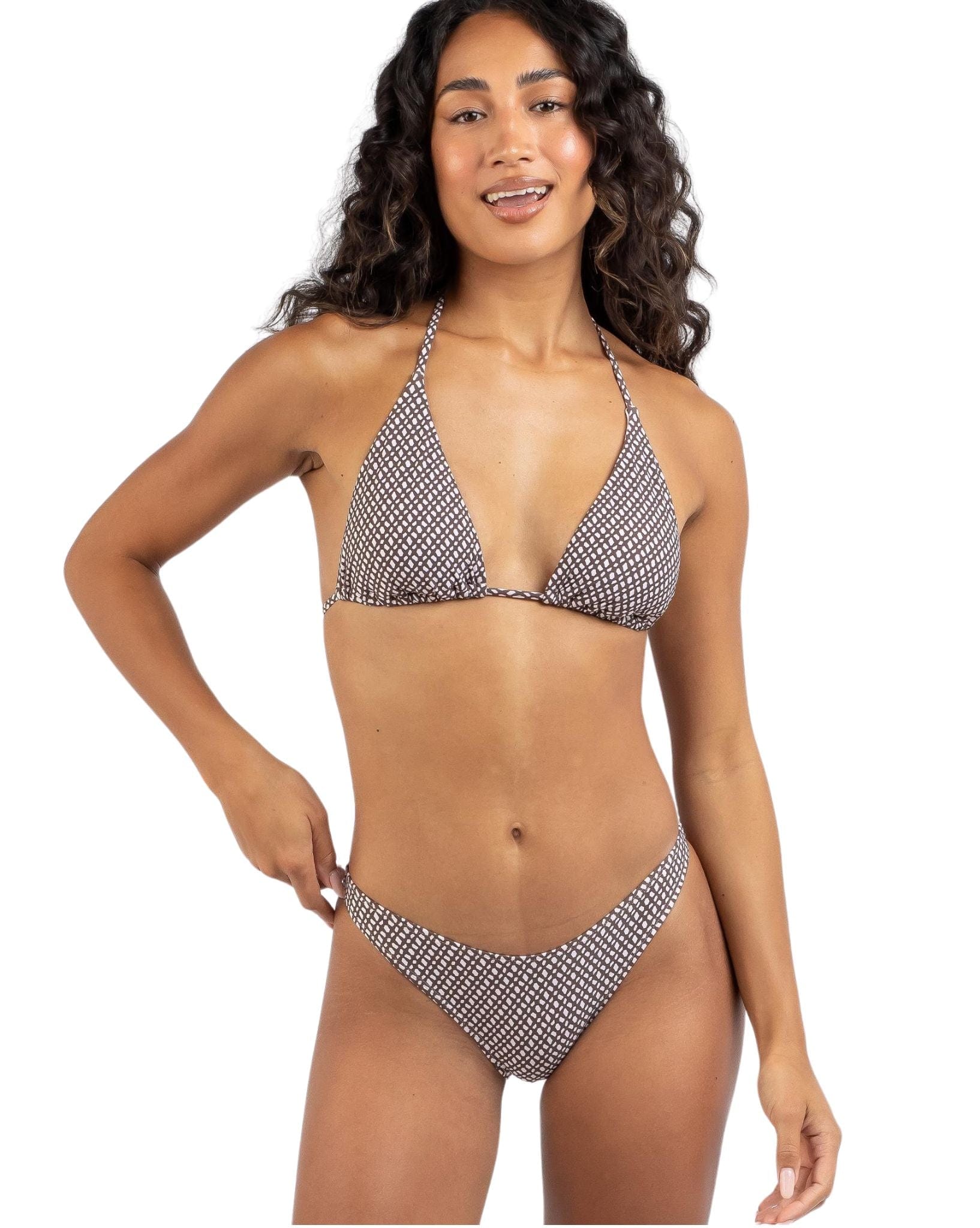 Rusty Cross My Heart Midi Bikini Pant - Cocoa Brown