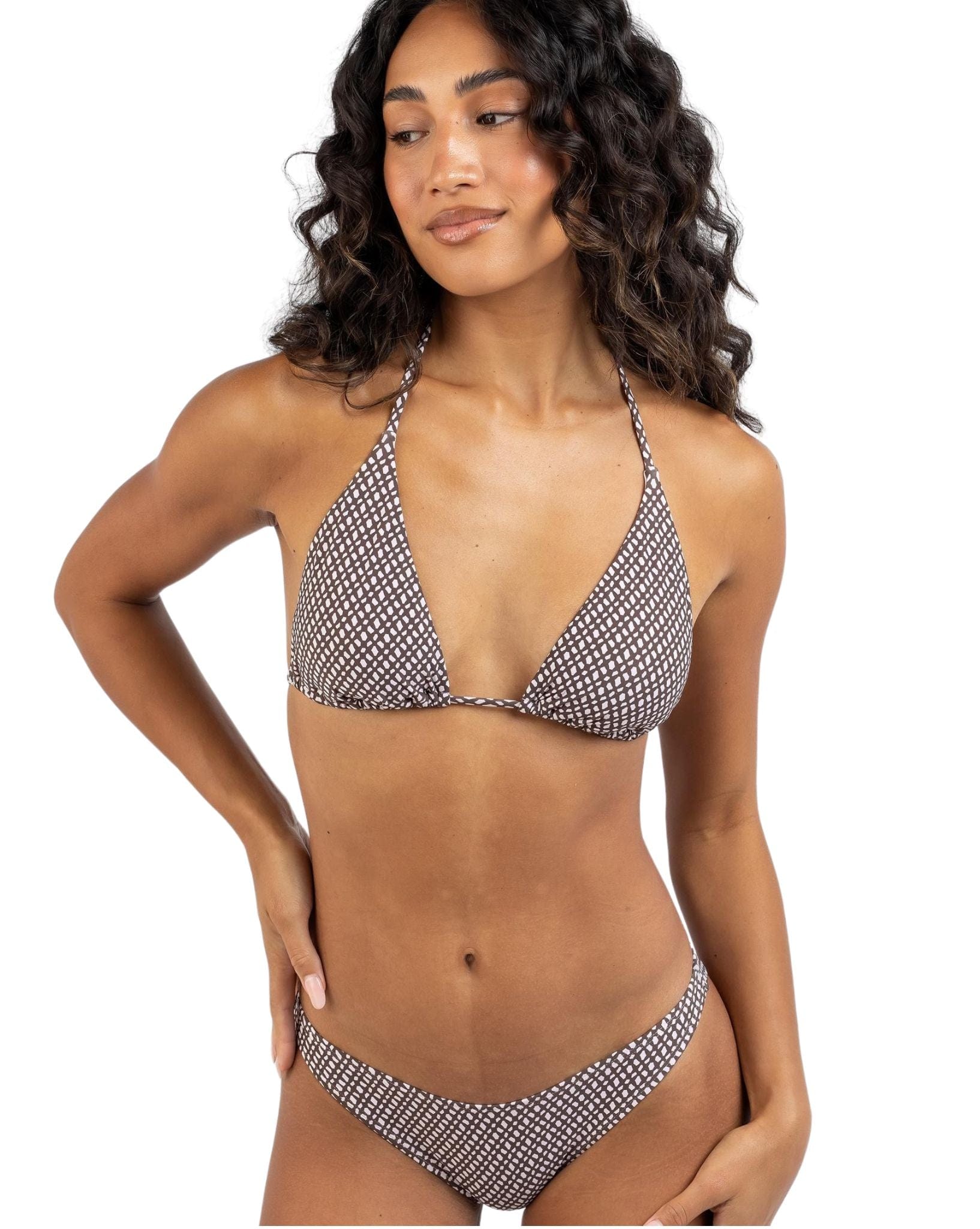 Rusty Cross My Heart Multiway Bikini Top - Cocoa Brown