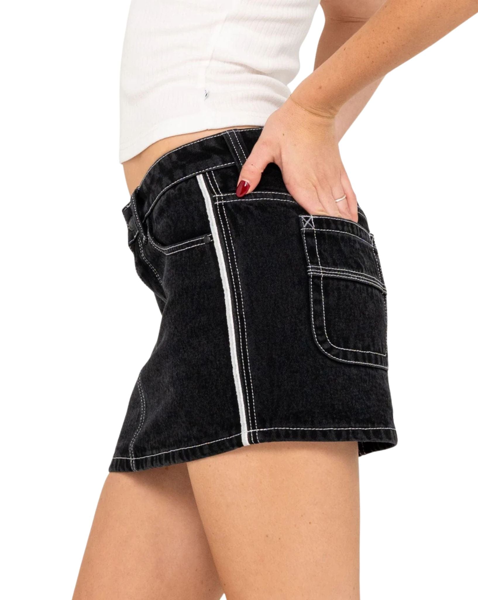 Rusty Flip Mommy Low Rise Mini Denim Skirt