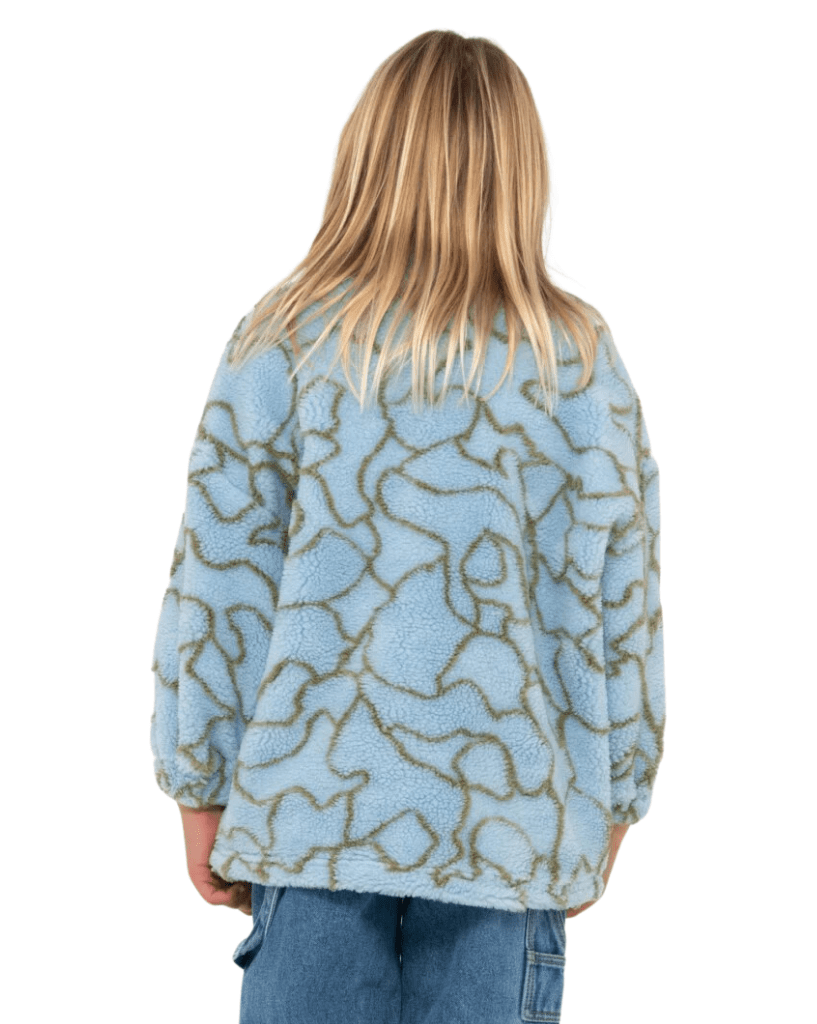 Rusty Low Tides Zip Through Sherpa Fleece Girl