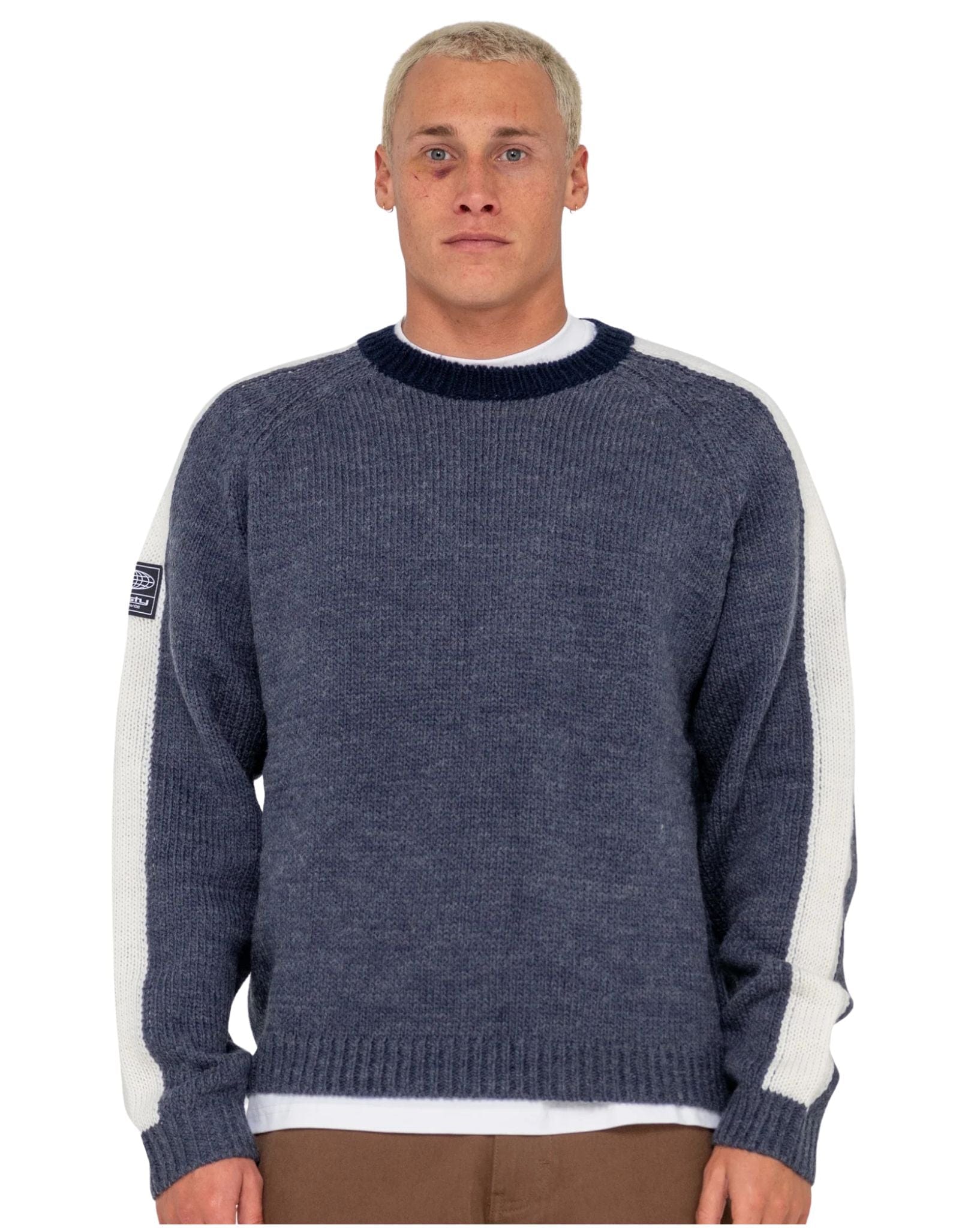 Rusty Mens Fishermans Boxy Knitted Crew