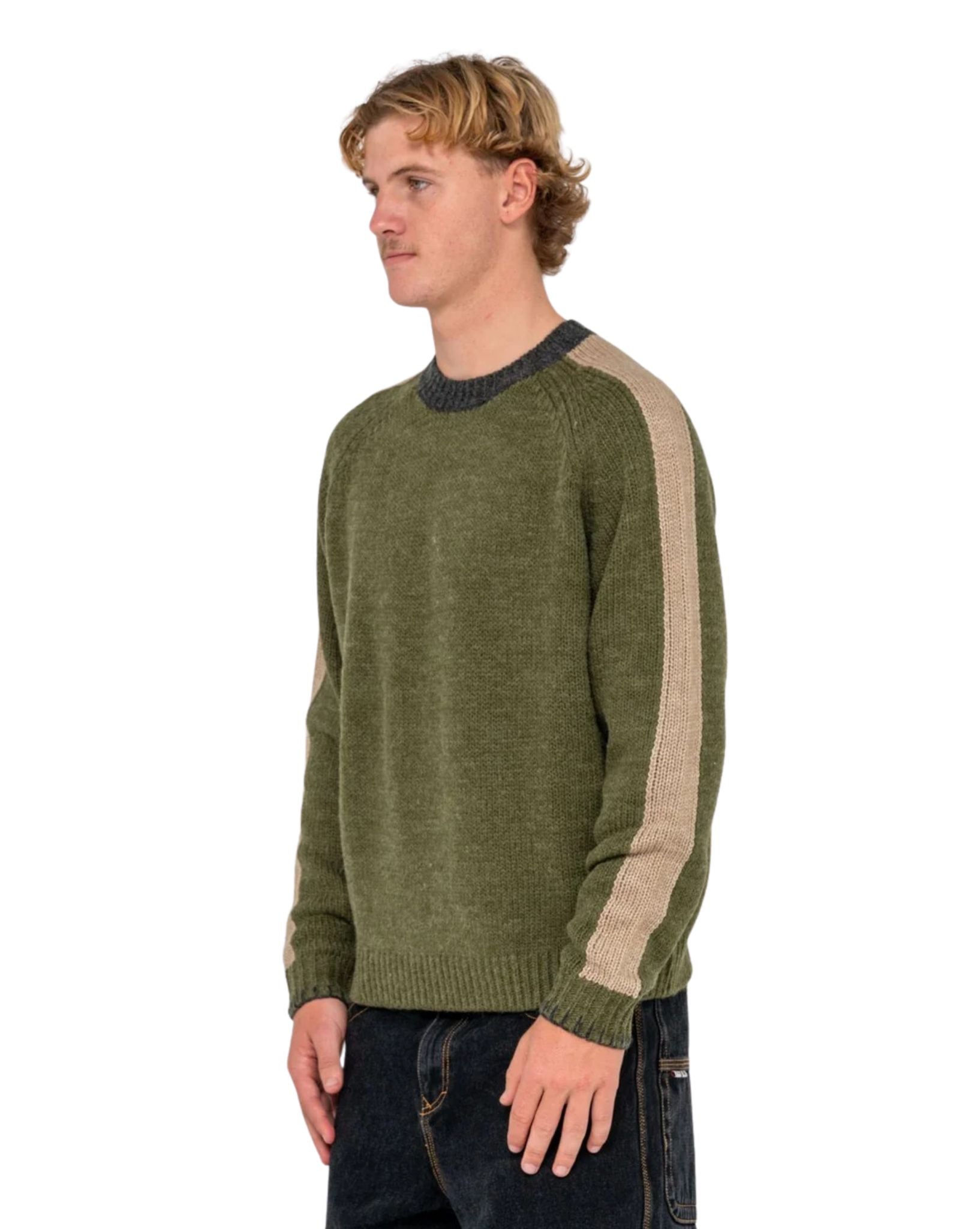 Rusty Mens Fishermans Boxy Knitted Crew