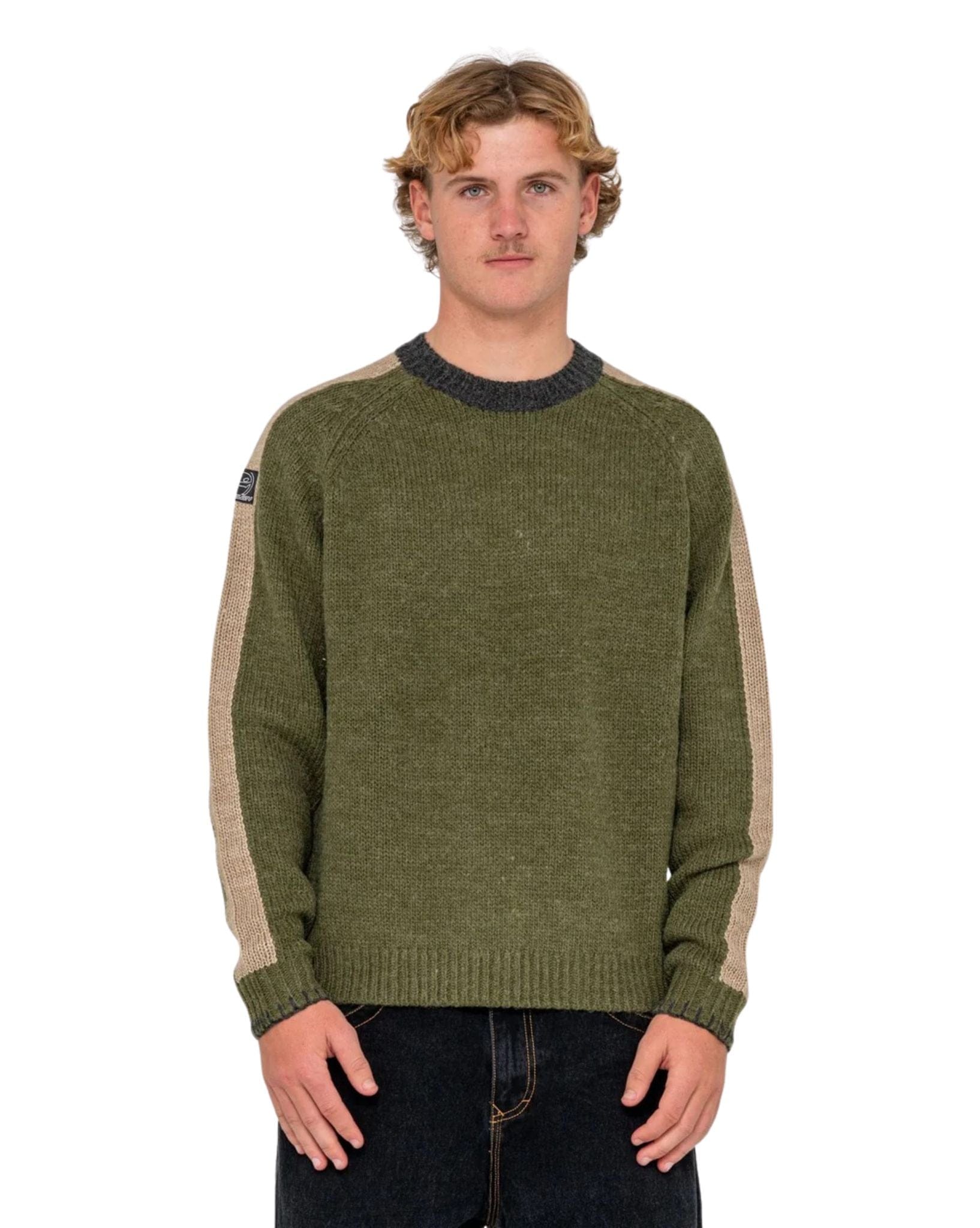 Rusty Mens Fishermans Boxy Knitted Crew