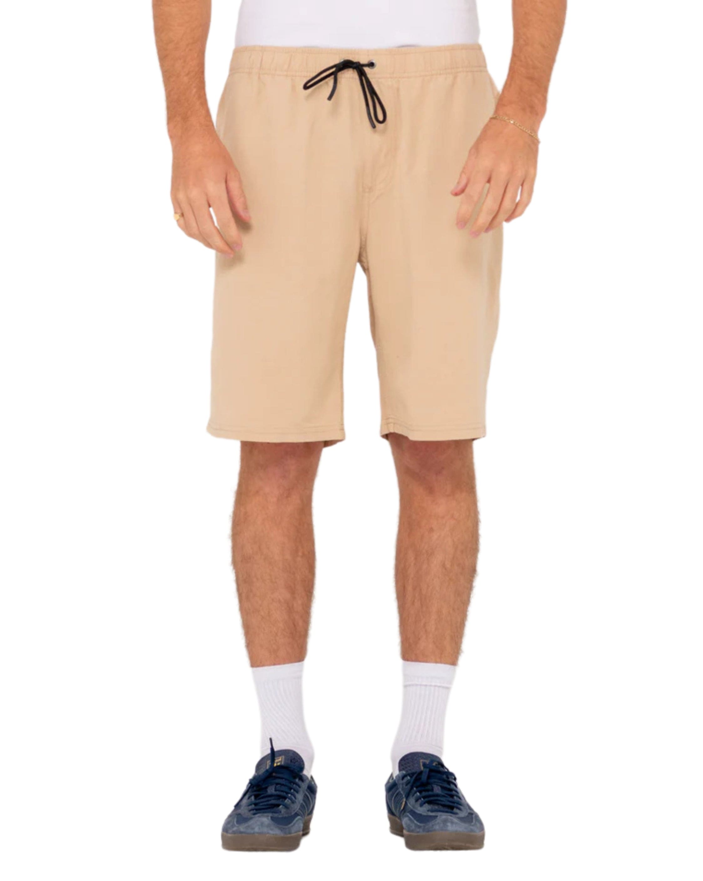 Rusty Overtone Elastic Waist Linen Short 17"