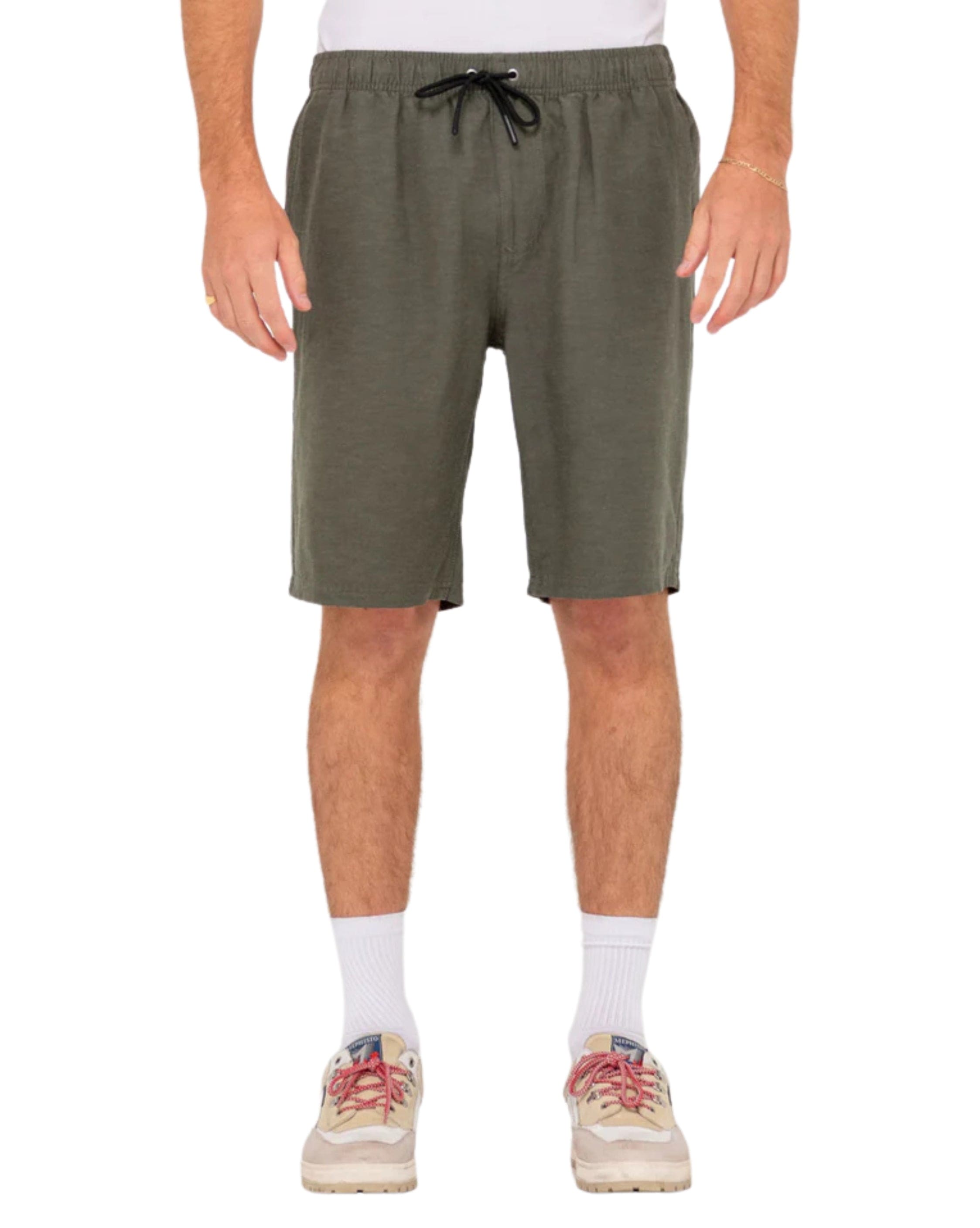 Rusty Overtone Elastic Waist Linen Short 17"