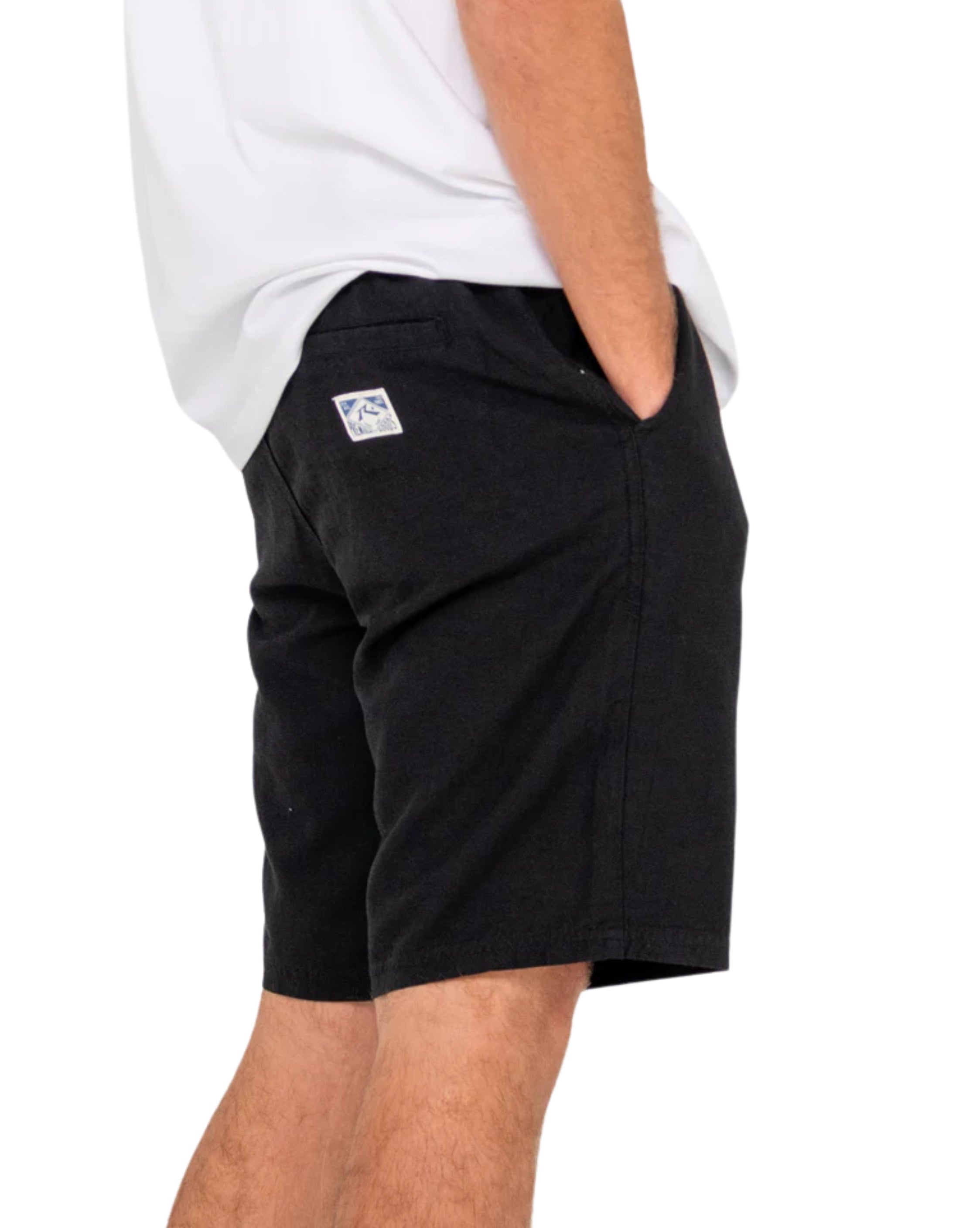 Rusty Overtone Elastic Waist Linen Short 17"