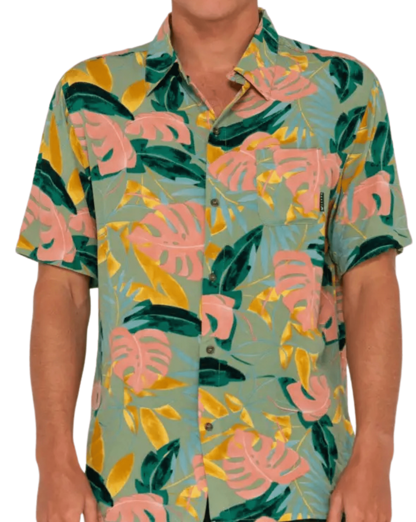Rusty Pastel Paradise Short Sleeve Shirt Boys - Army Green