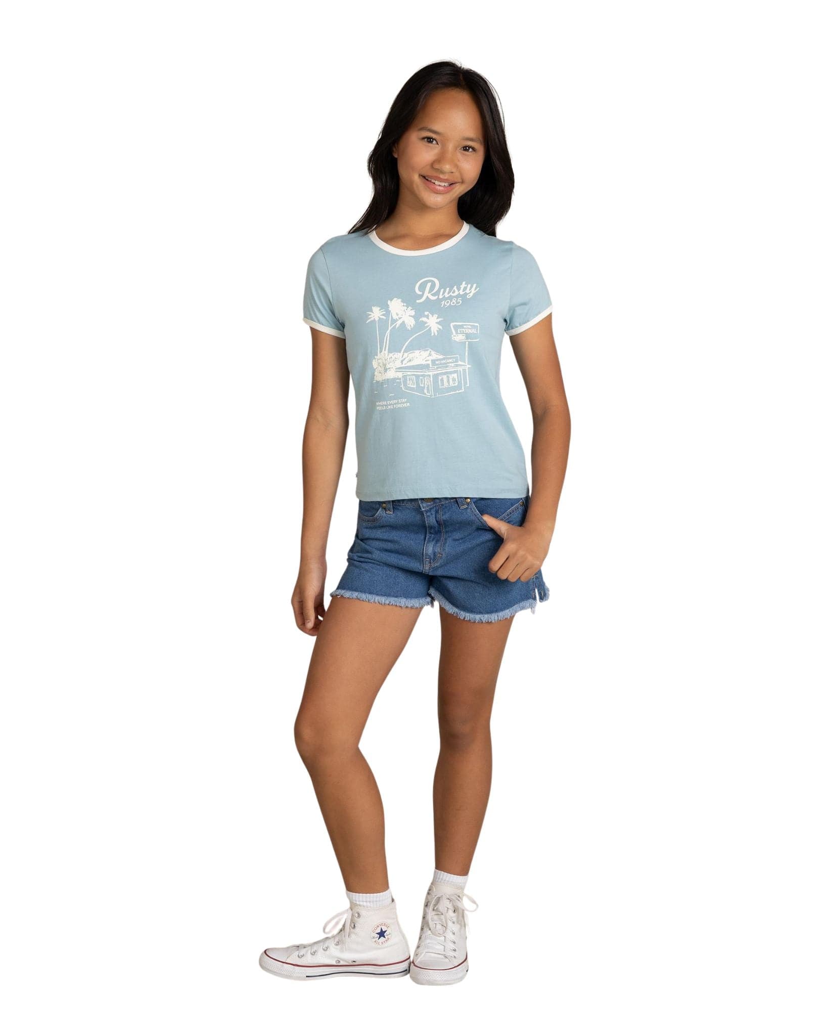 Rusty Penny Kick Flare Denim Short Girls