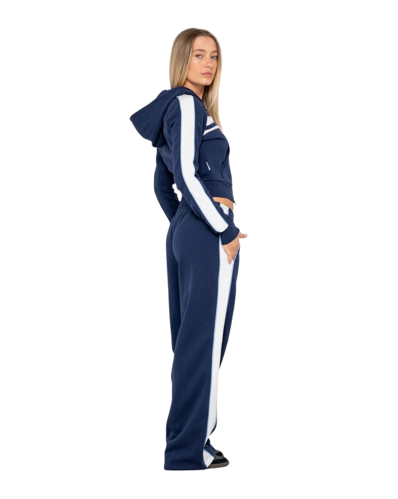 Rusty Retro Lines Zip Through Hooded Fleece
