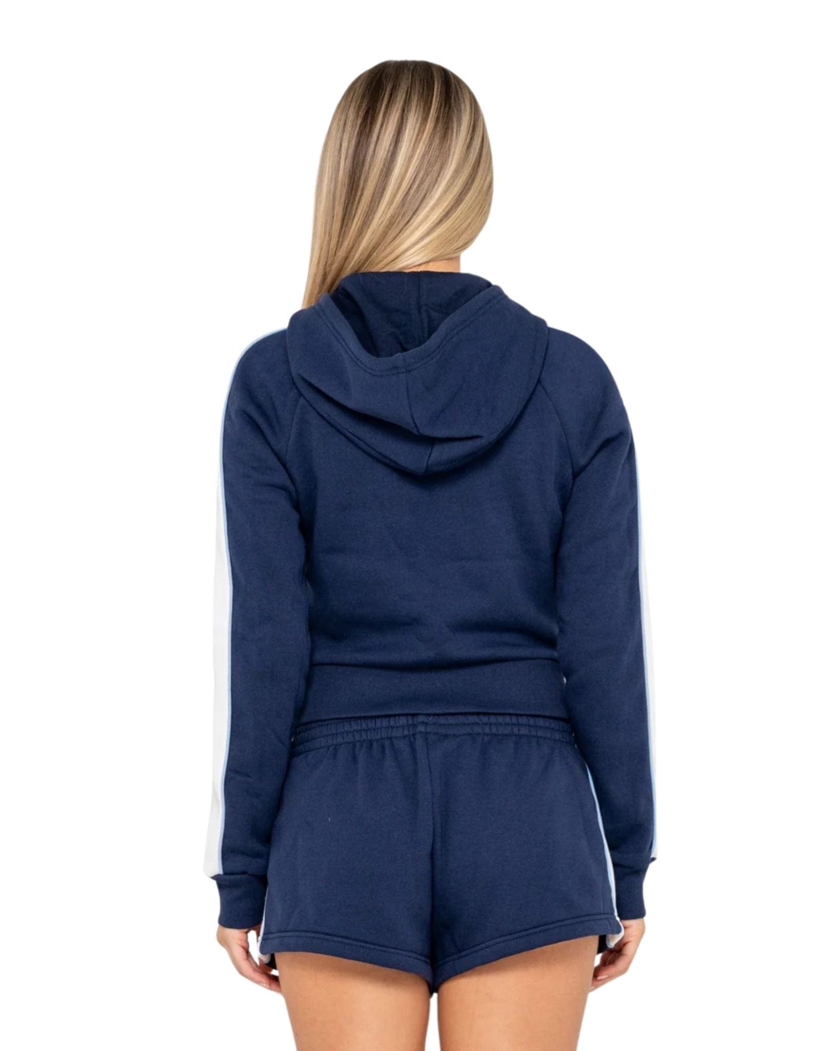 Rusty Retro Lines Zip Through Hooded Fleece