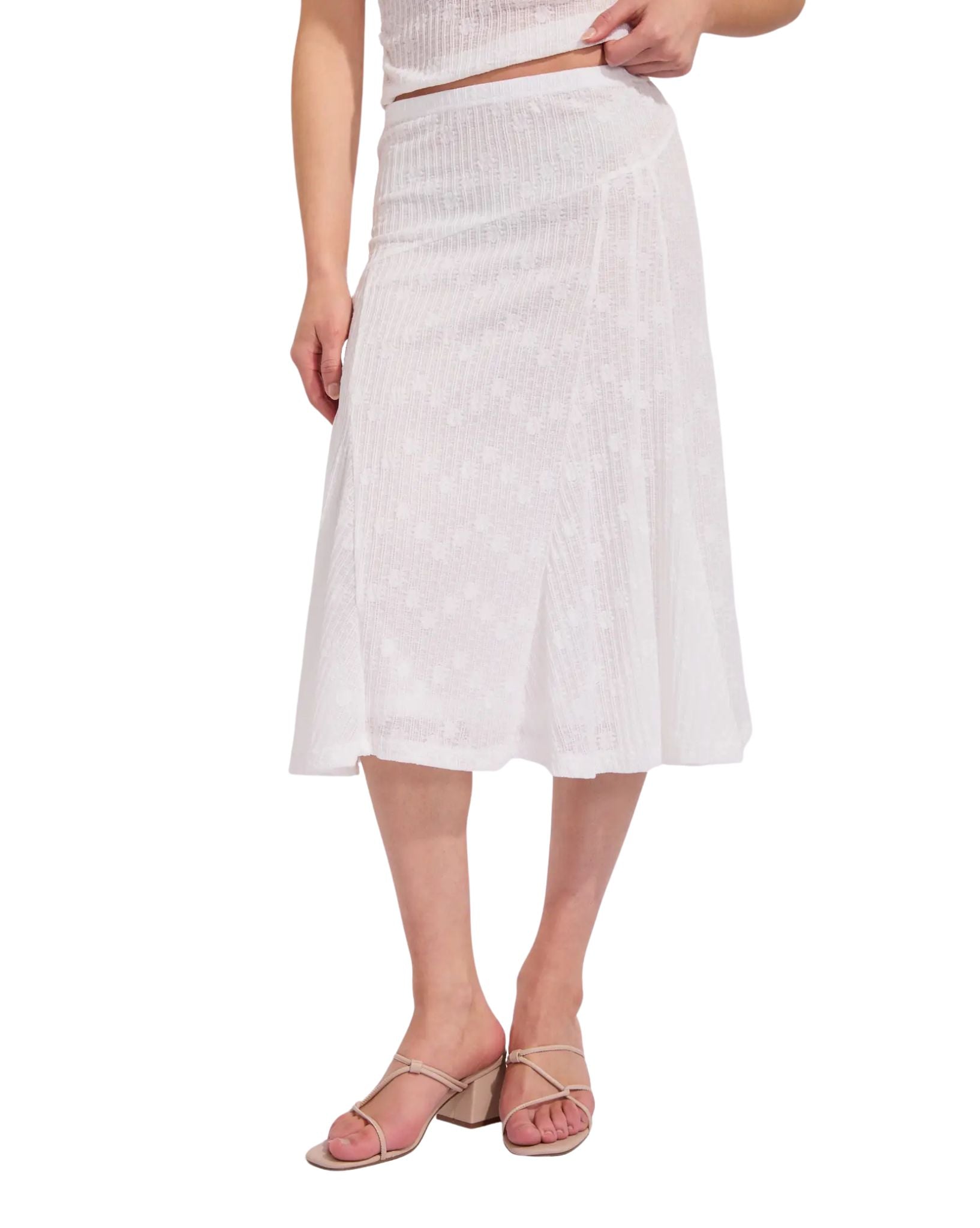 Rusty Roma Low Rise Lace Midi Skirt