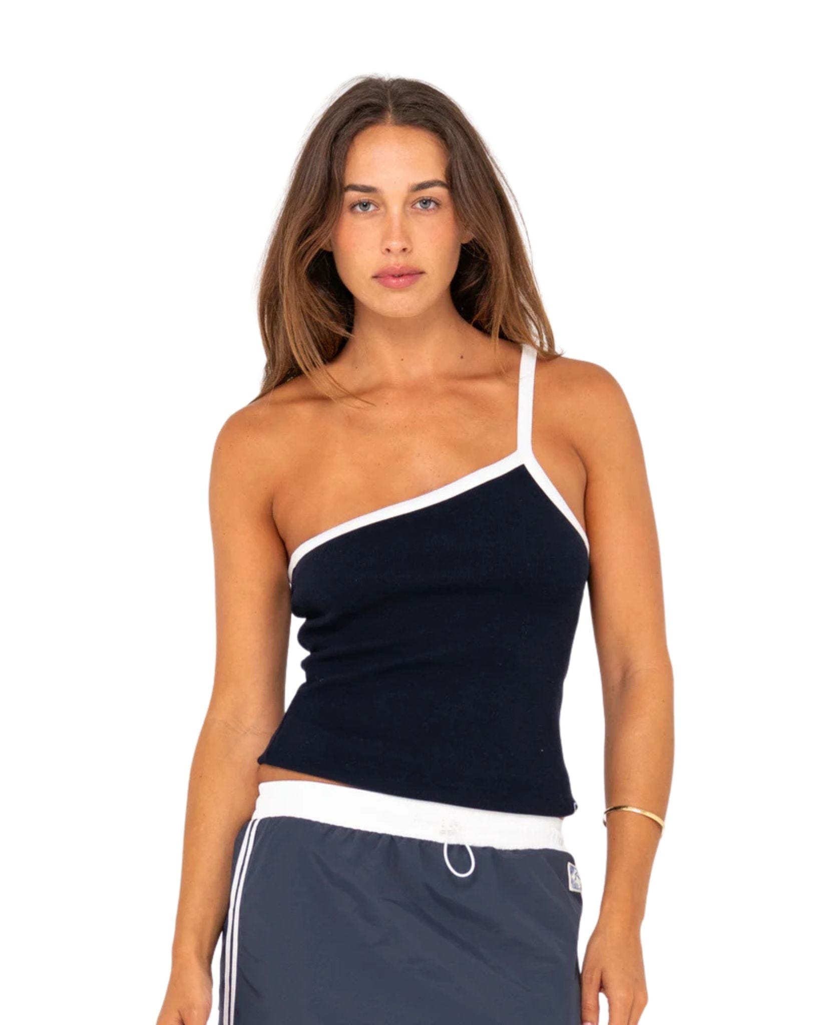 Rusty Sling One Shoulder Contrast Tank