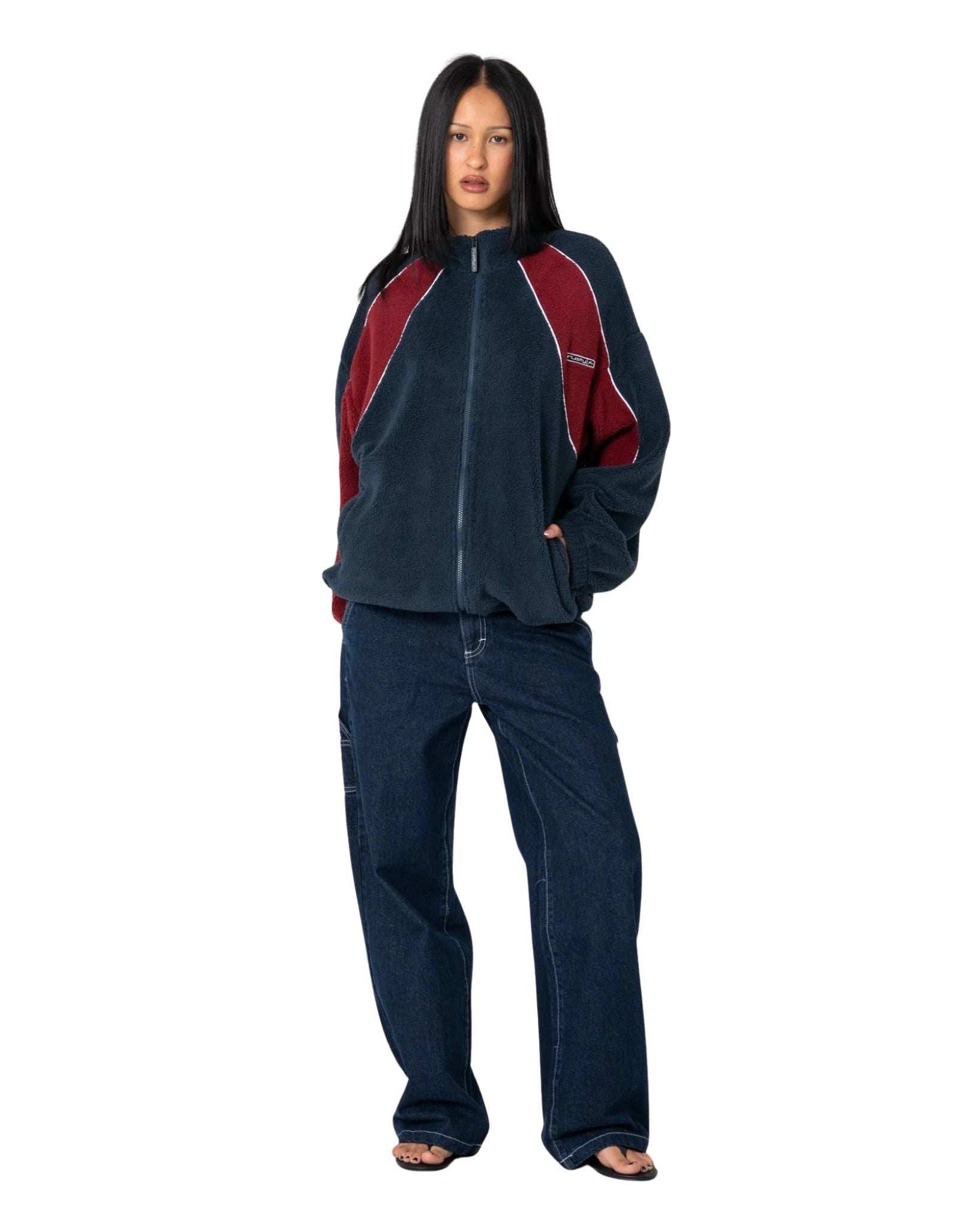 Rusty Two Tides Zip Through Sherpa Fleece