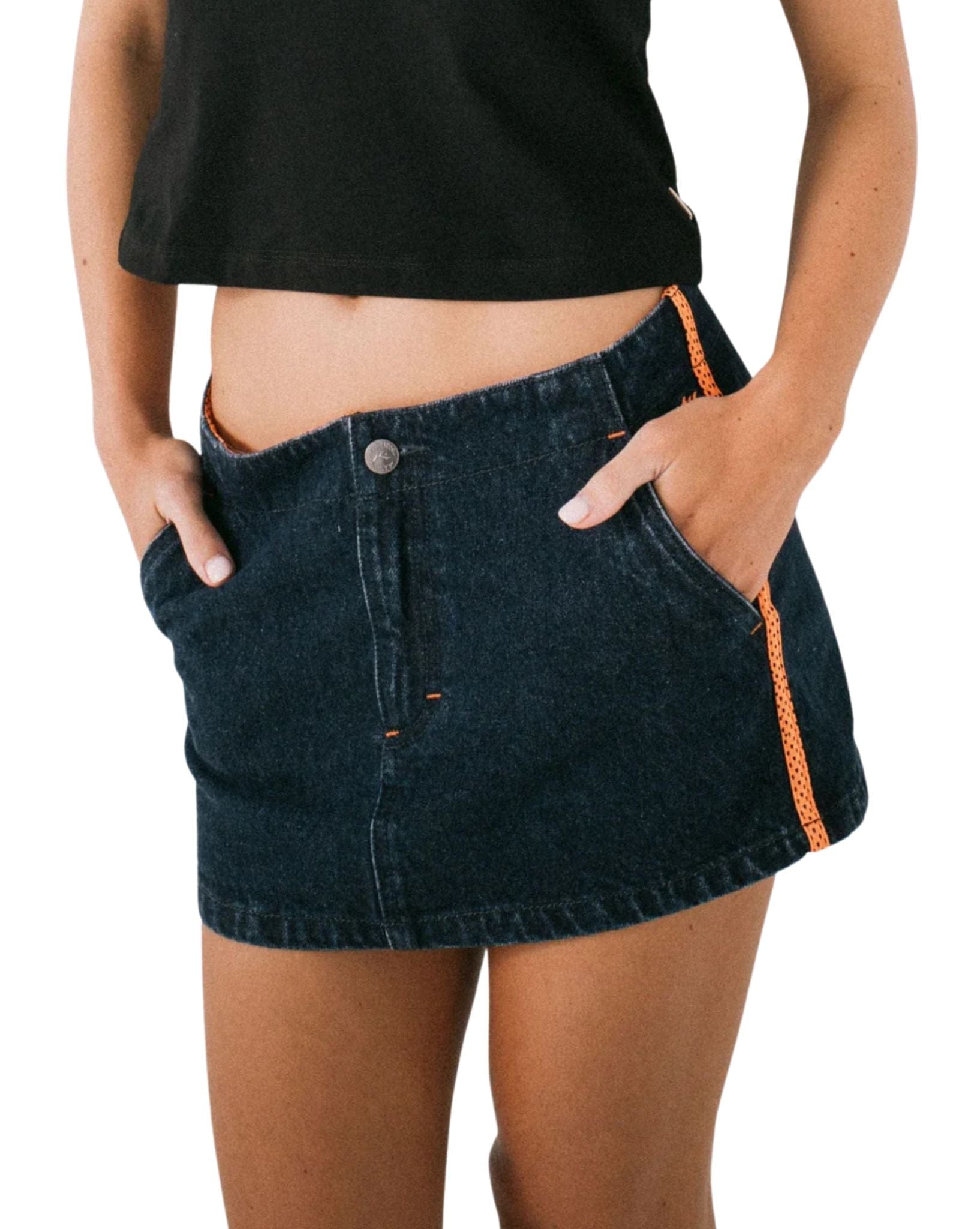 Rusty Webber Denim Low Rise Micro Mini Skirt