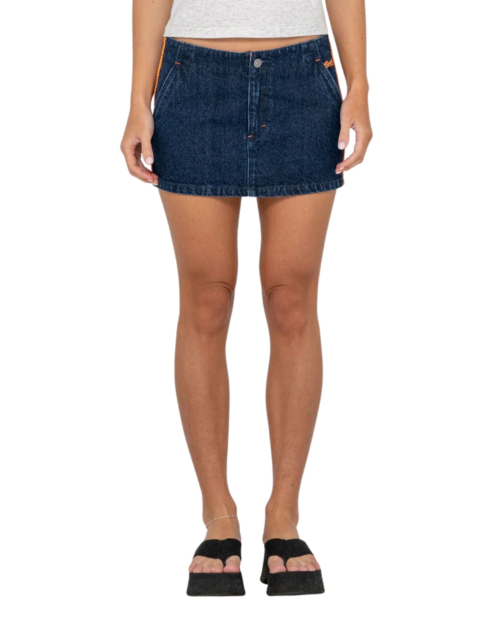Rusty Webber Denim Low Rise Micro Mini Skirt