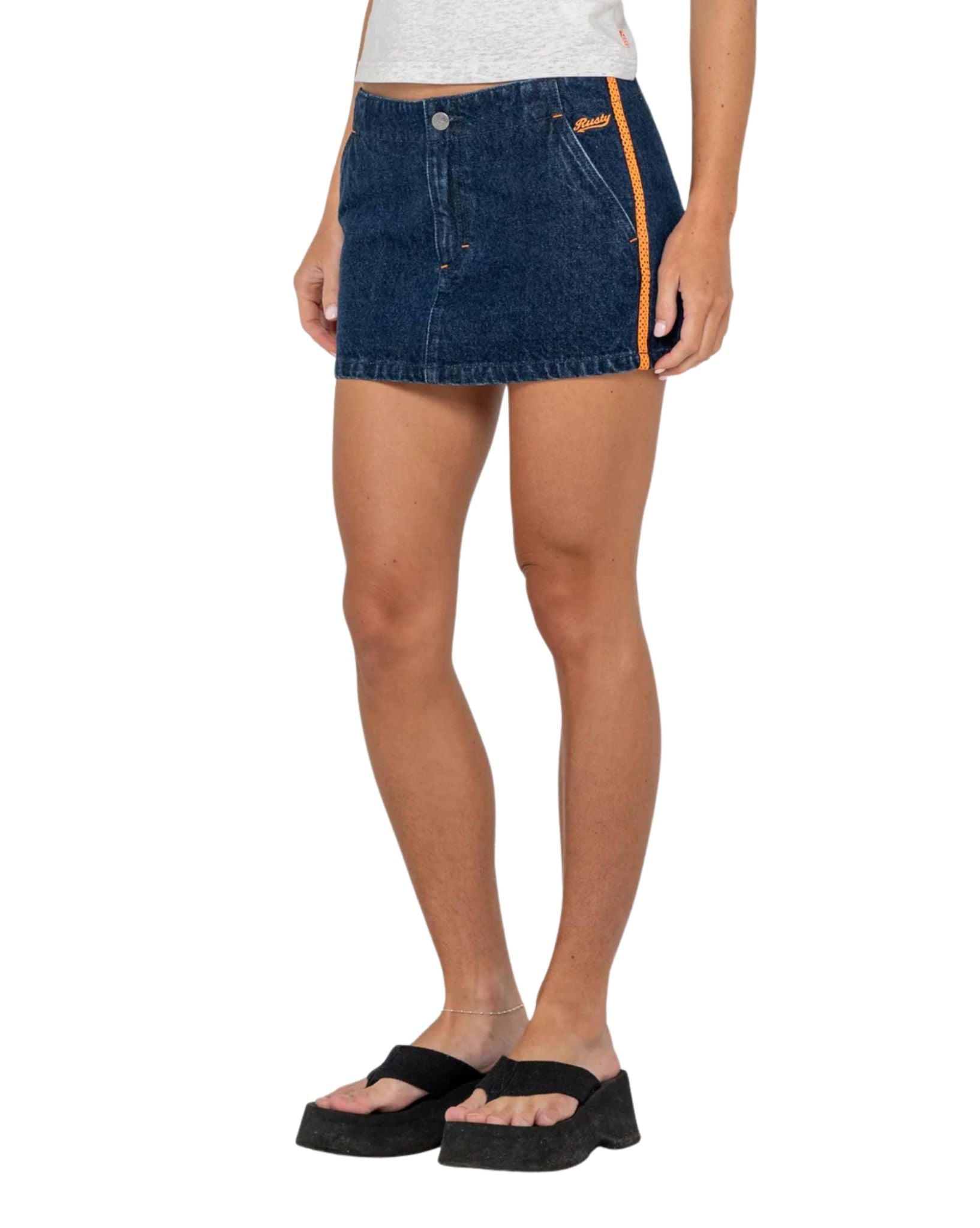 Rusty Webber Denim Low Rise Micro Mini Skirt