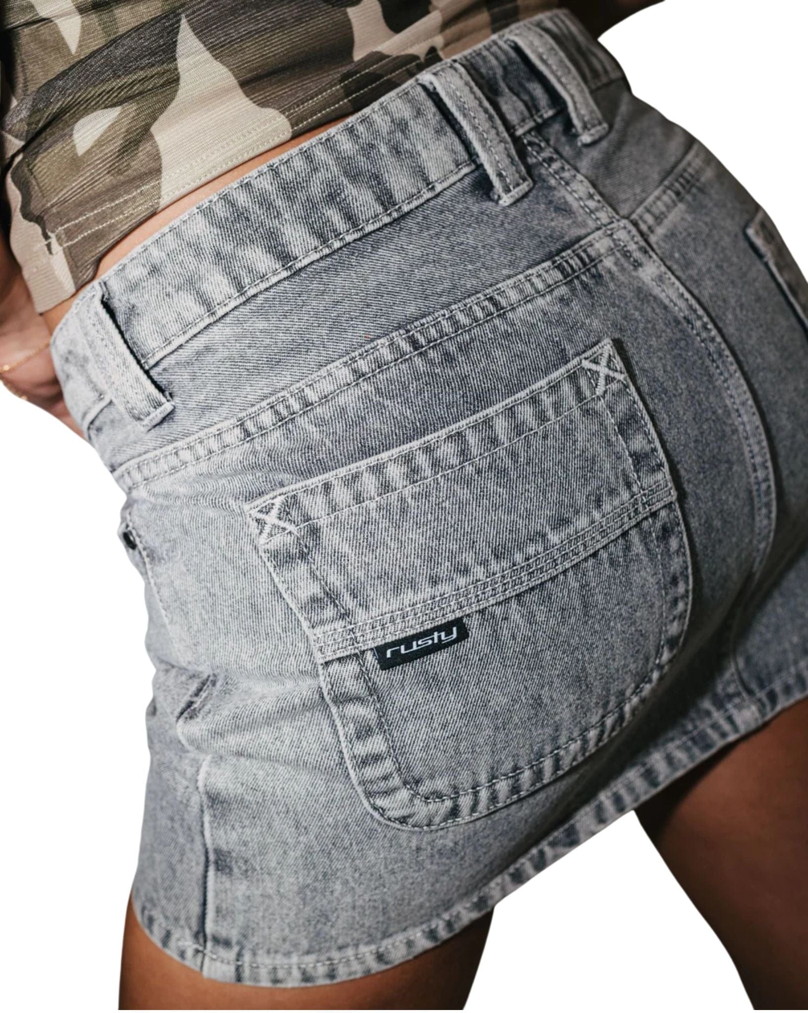 Rusty Womens Mavericks Low Rise Denim Mini Skirt