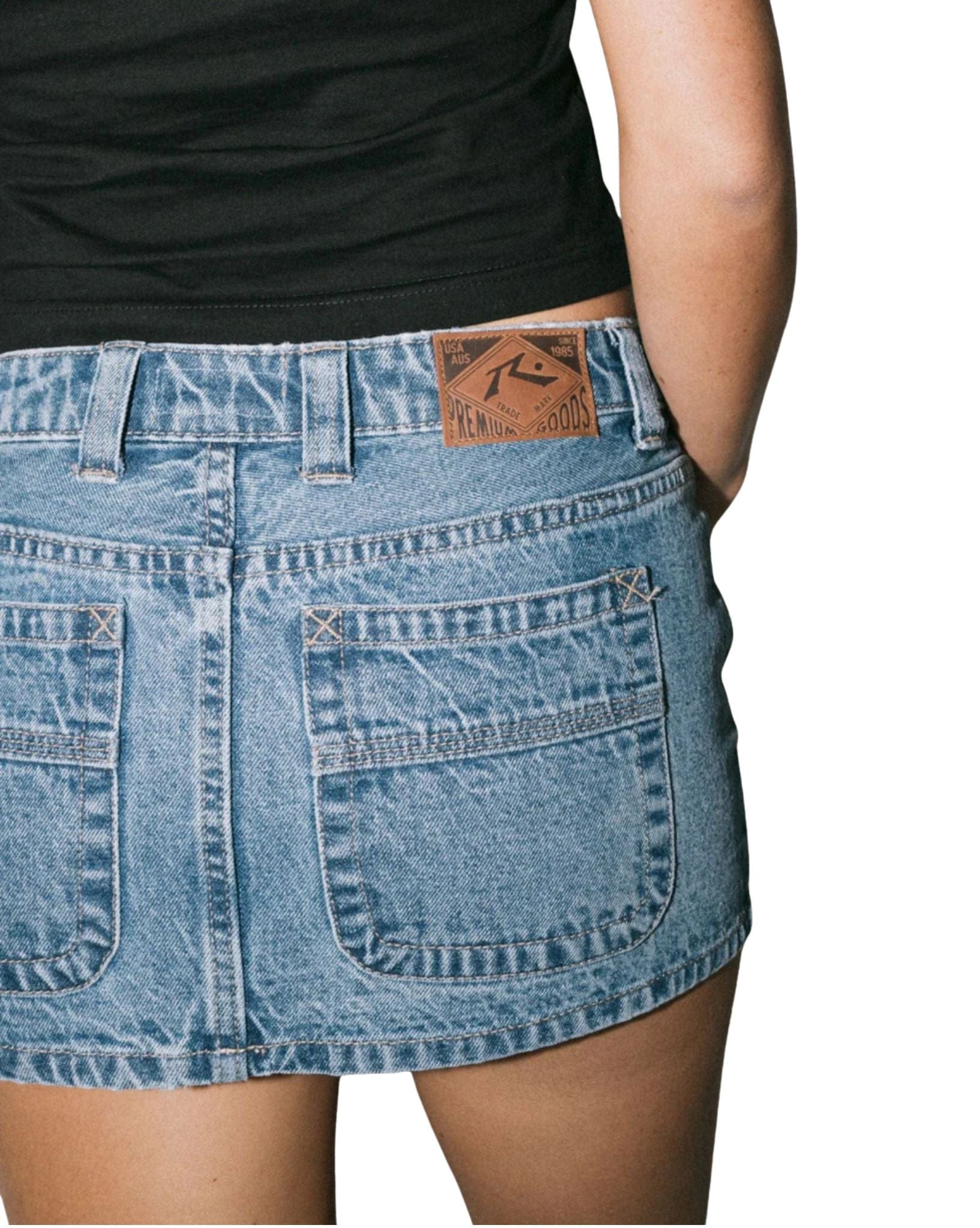Rusty Womens Mavericks Low Rise Denim Mini Skirt