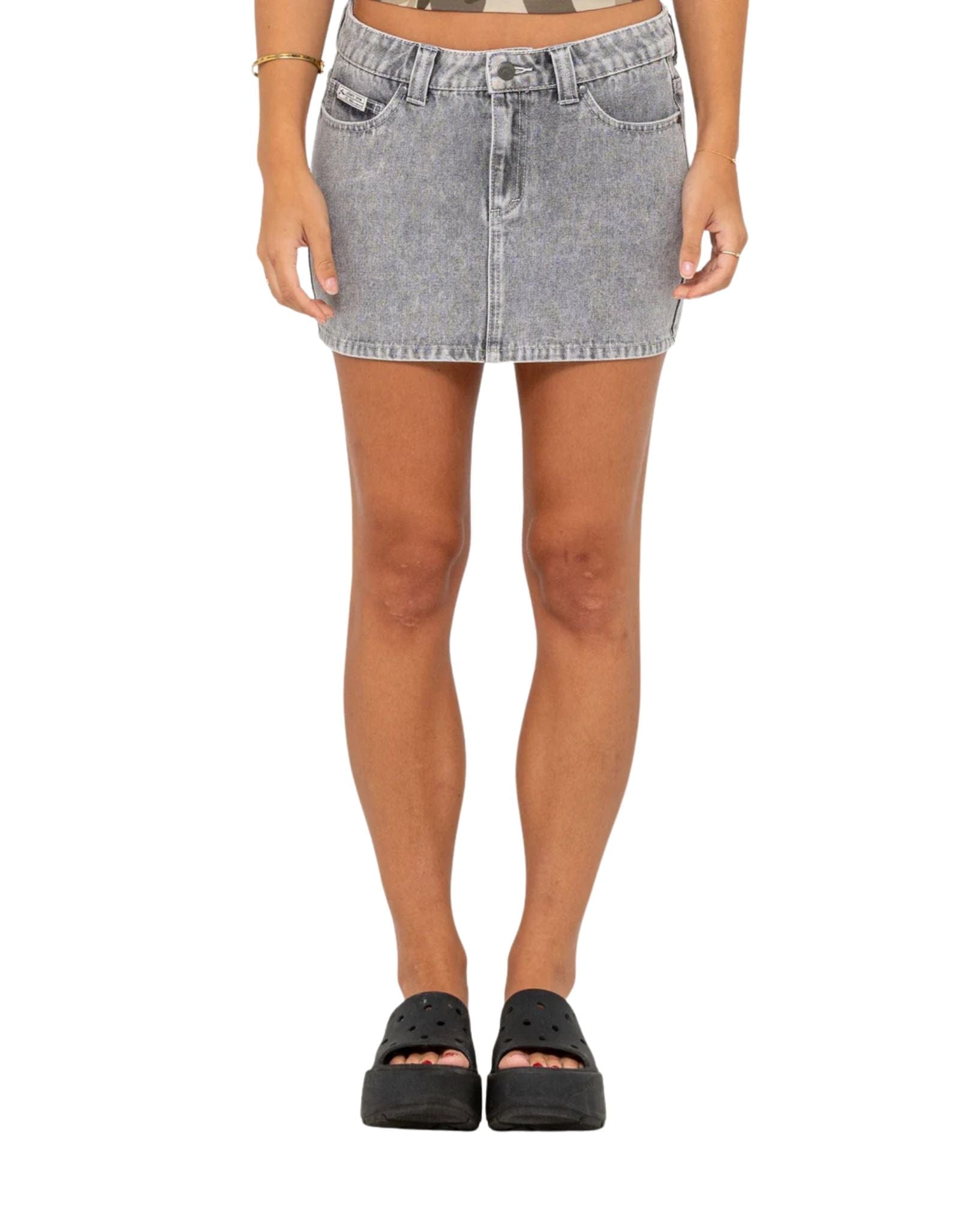 Rusty Womens Mavericks Low Rise Denim Mini Skirt