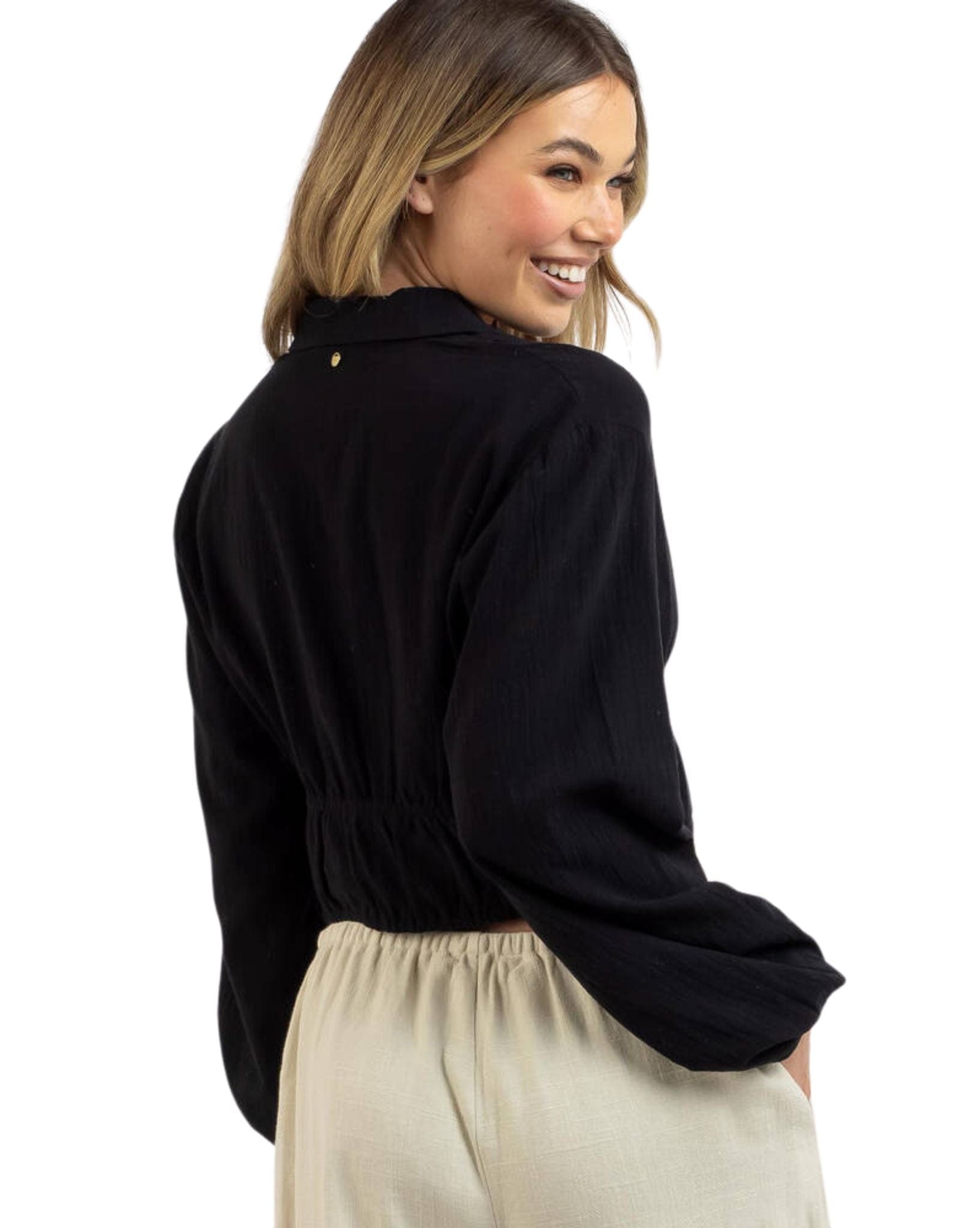 Rusty Womens Nadia Long Sleeve Shirt - Black