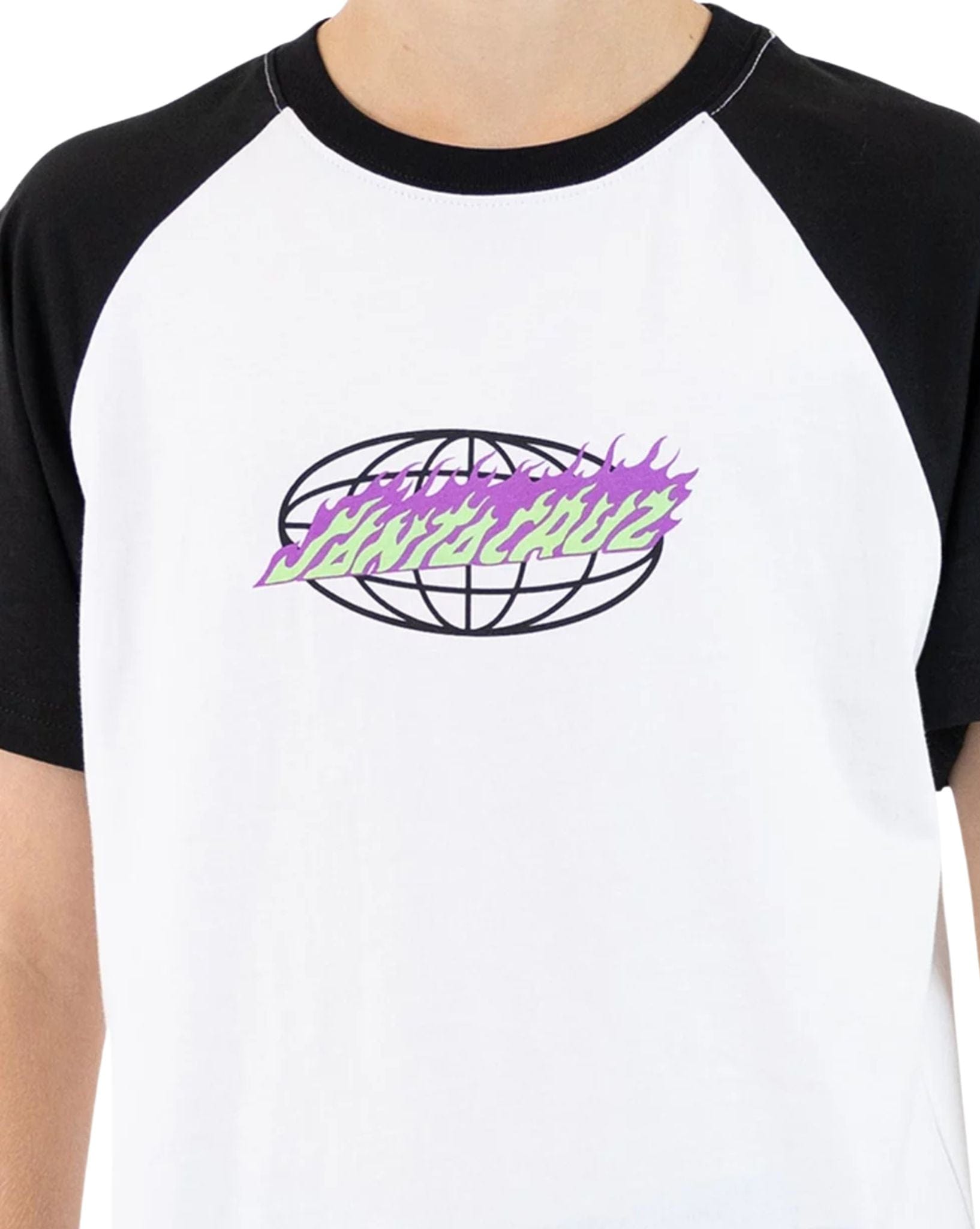 Santa Cruz Boys Global Flame Strip Front Tee