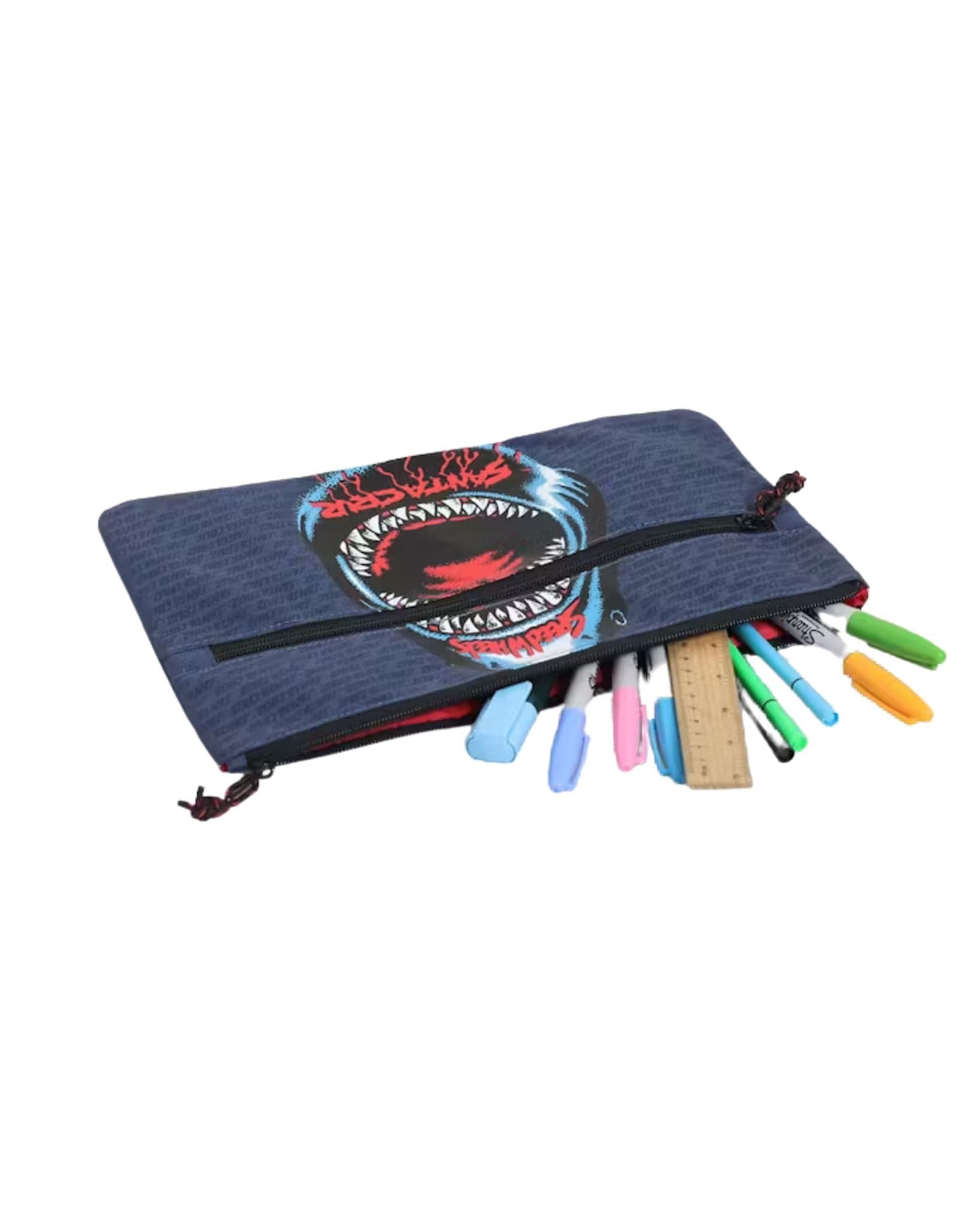 Santa Cruz Boys Speed Wheels Shark Pencil Case - Navy