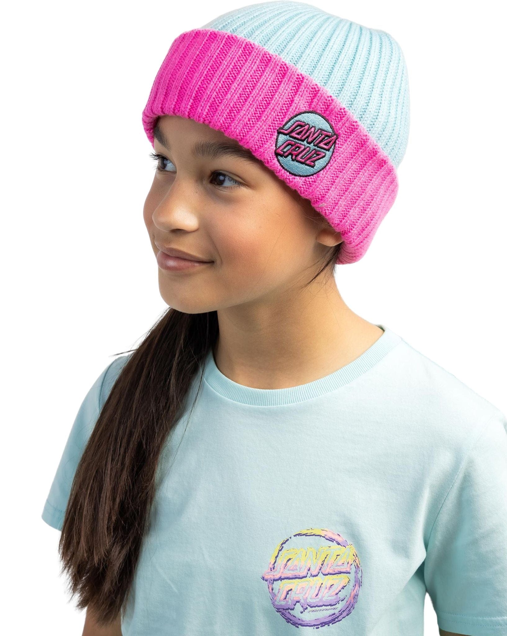 Santa Cruz Girls Sundown Dot Beanie - Aqua