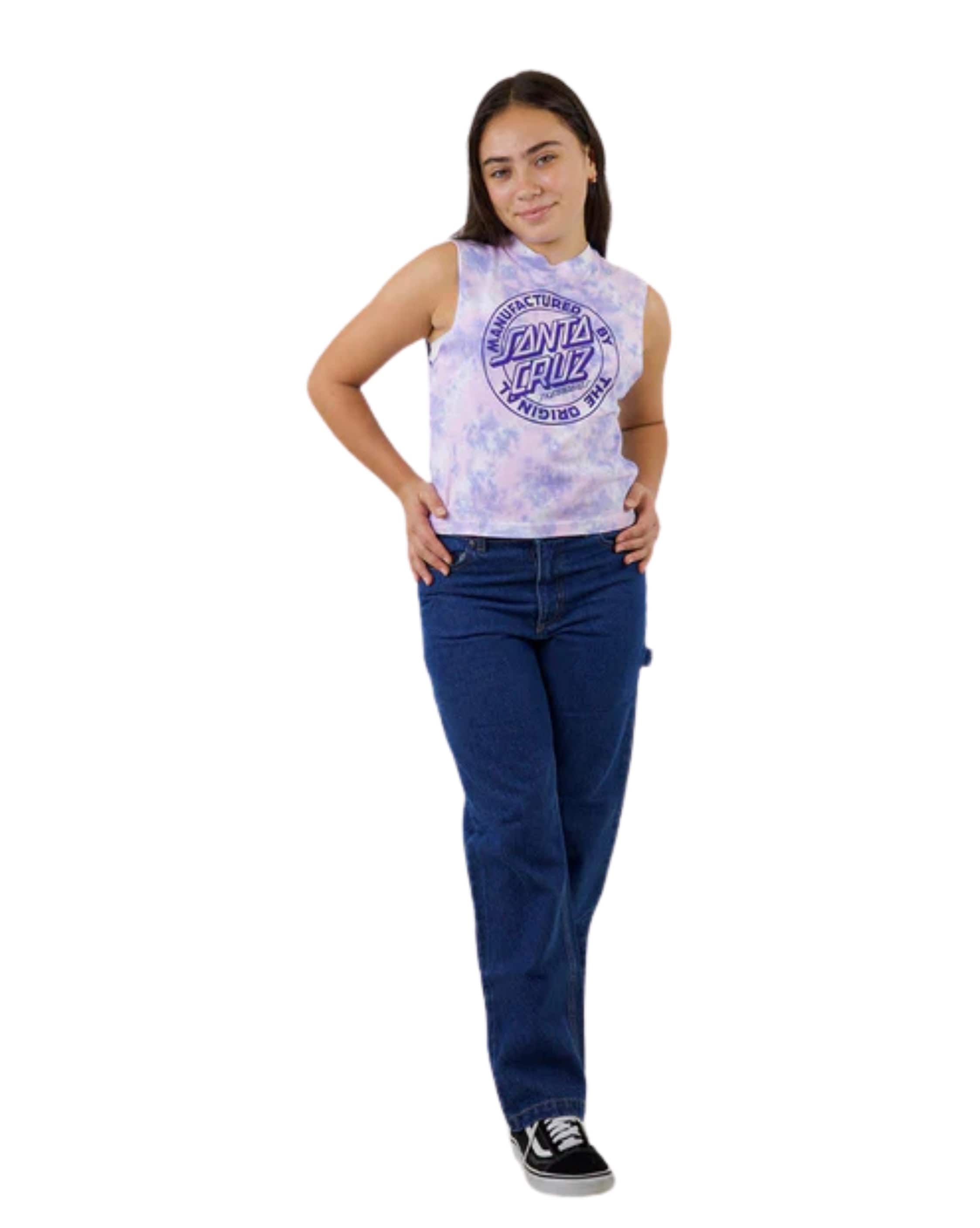 Santa Cruz MFG Dot Mono Santa Cruz Girls Cropped Muscle T-Shirt