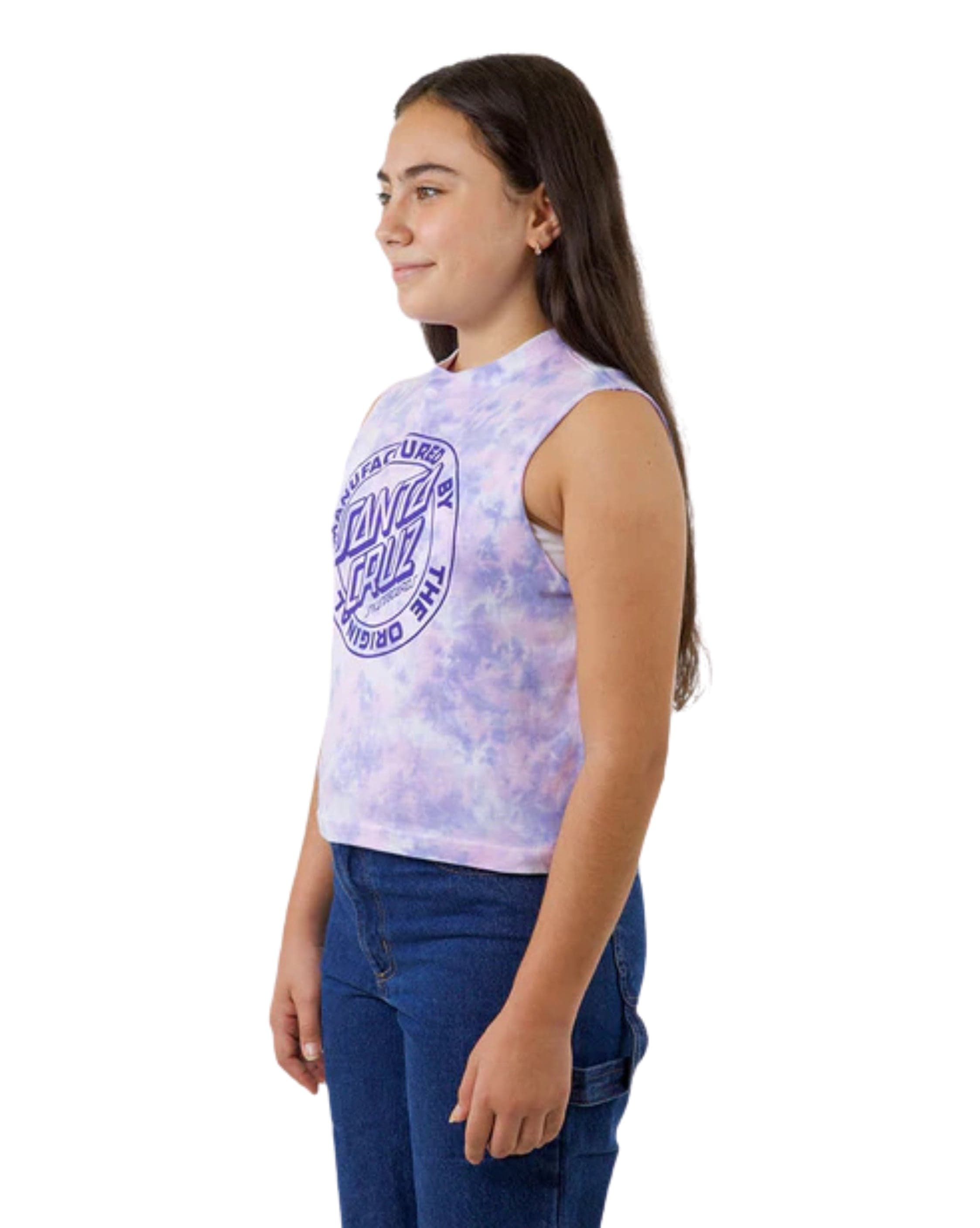 Santa Cruz MFG Dot Mono Santa Cruz Girls Cropped Muscle T-Shirt