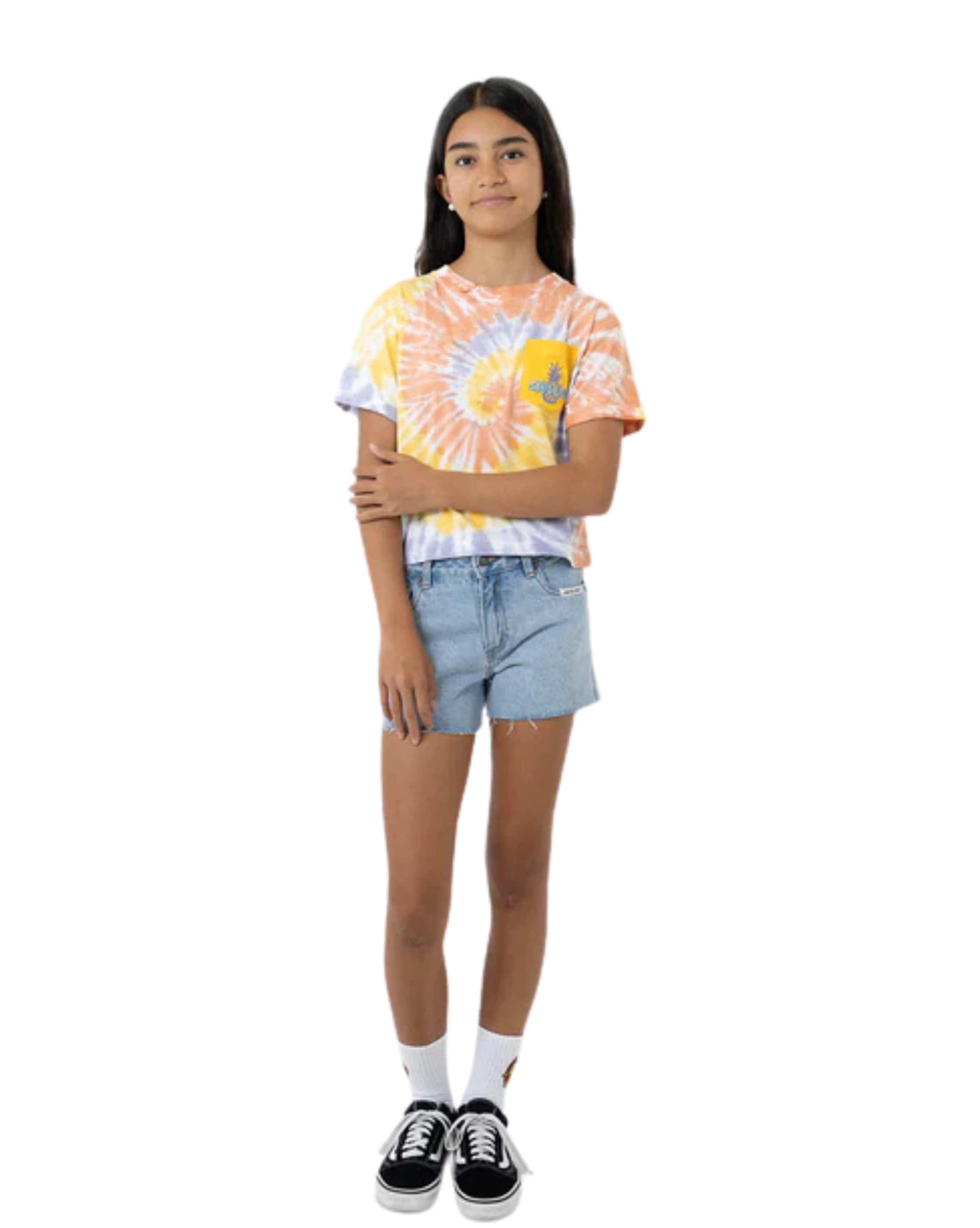 Santa Cruz Tropic Strip Santa Cruz Girls Cropped Pocket T-Shirt